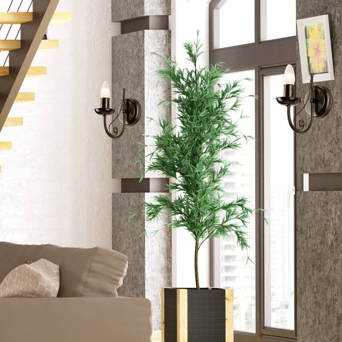 Lamkur Wandleuchte Donato schwarz Stahl H/L: ca. 20x19 cm E14 1 Brennstellen