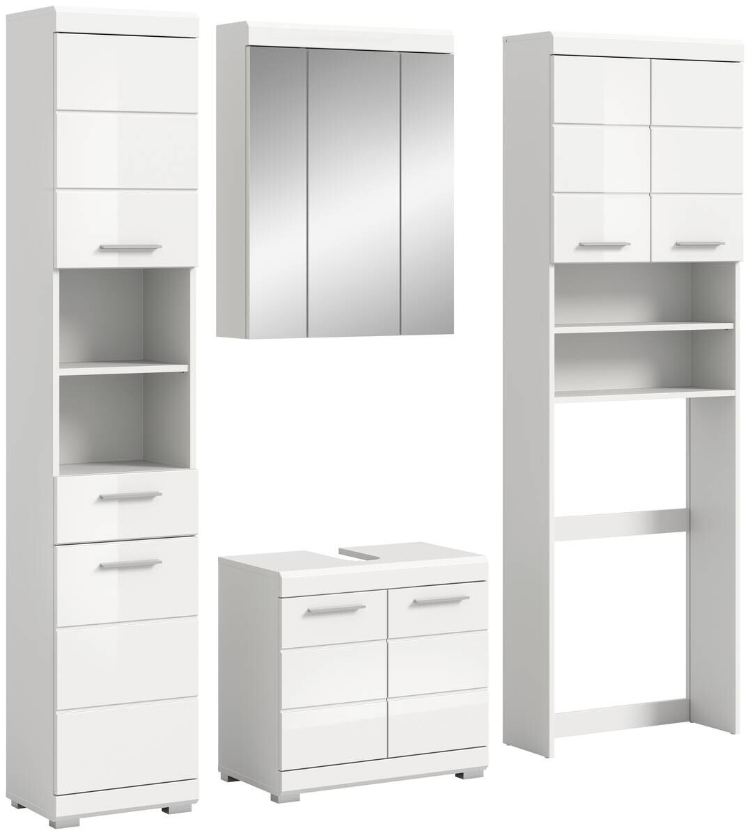 Badezimmer-Set Scout weiß weiß Hochglanz B/H/T: ca. 190x191x34 cm