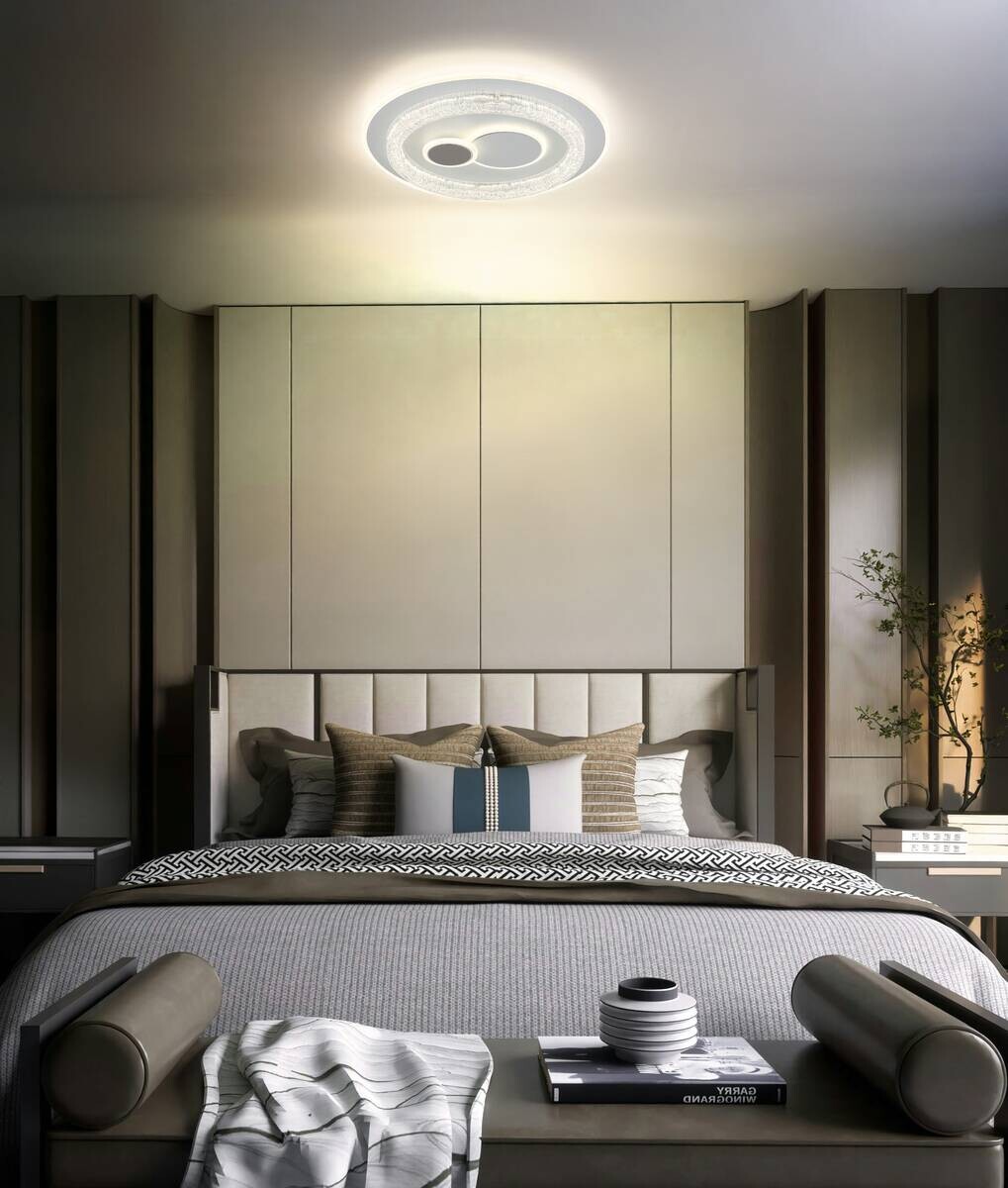 GLOBO LED-Deckenleuchte Opal weiß klar Acryl Metall H/D: ca. 6x49,5 cm 1 Brennstellen