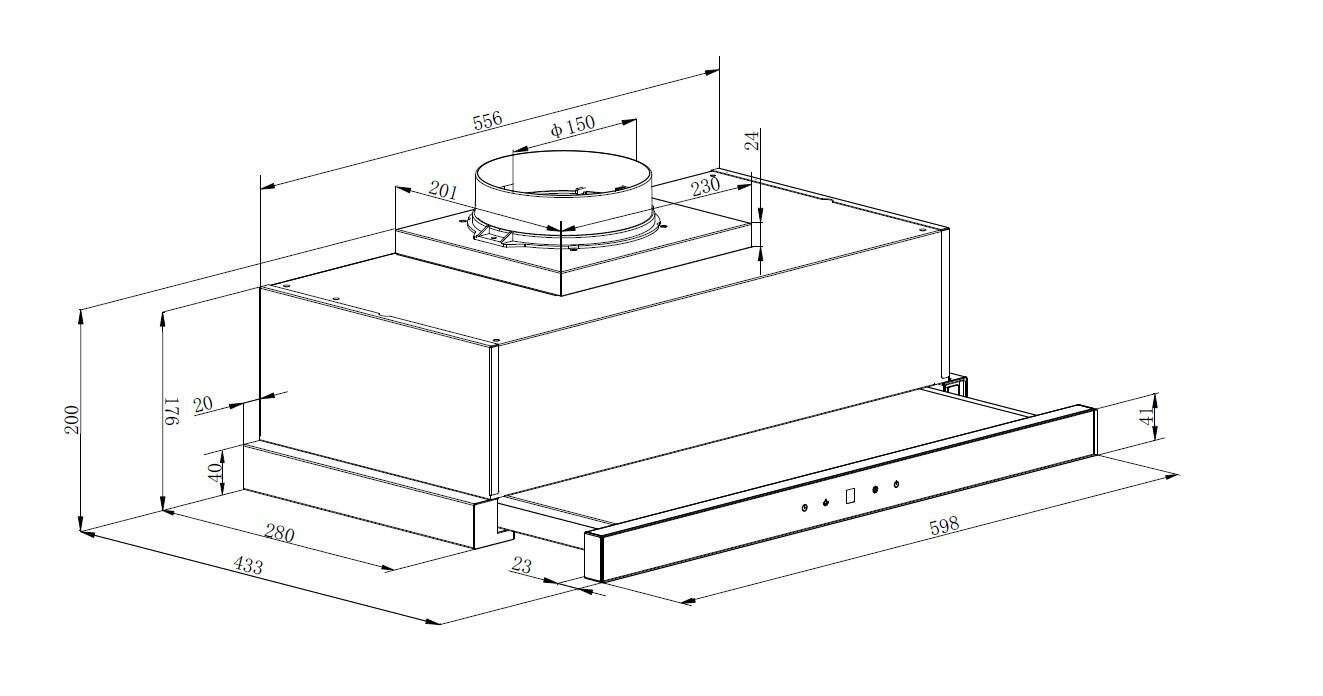 Mican Dunstabzugshaube THA300TMFSA+ schwarz Metall B/H/T: ca. 60x17,6x28 cm
