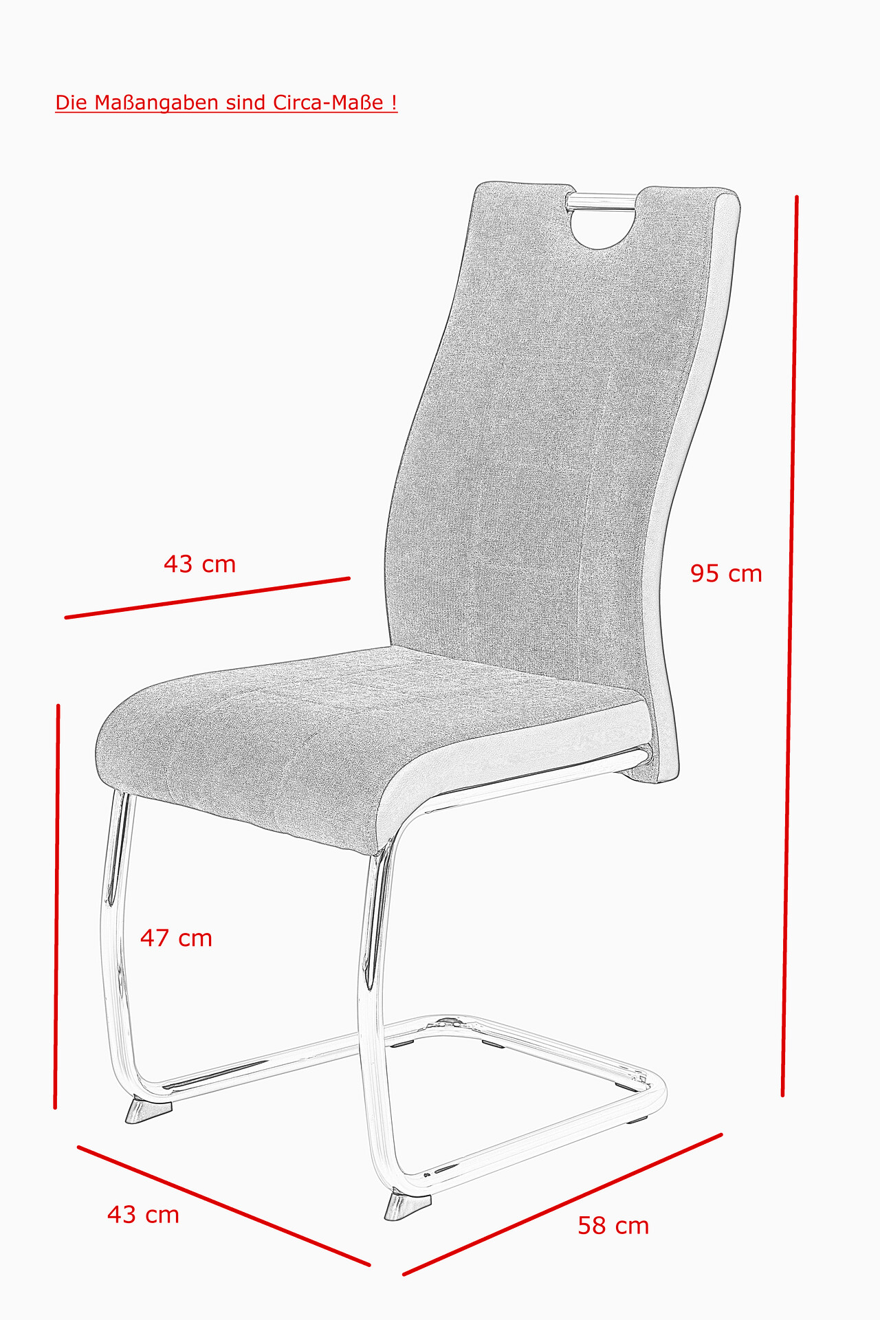 Schwingstuhl Alina 2er Set grau Webstoff B/H/T: ca. 43x59x98 cm