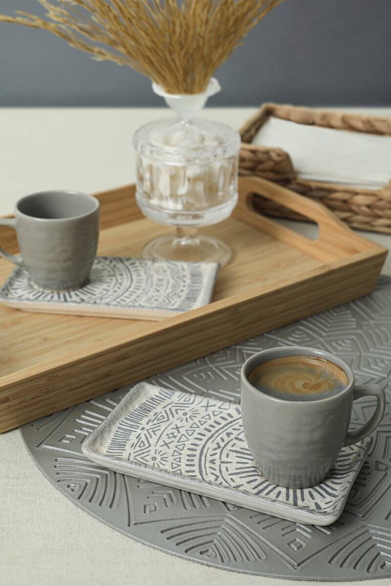 HermiaConcept Kaffeetassen-Set Kartal 4-tlg. grau Keramik