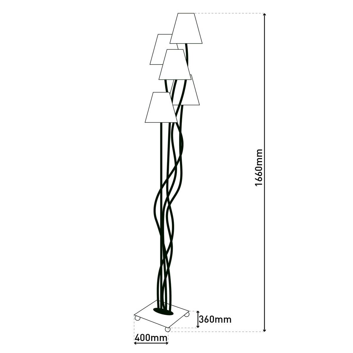 Näve Leuchten Stehleuchte 2041261 multicolor Metall Textil B/H/T: ca. 36x166x40 cm 5 Brennstellen