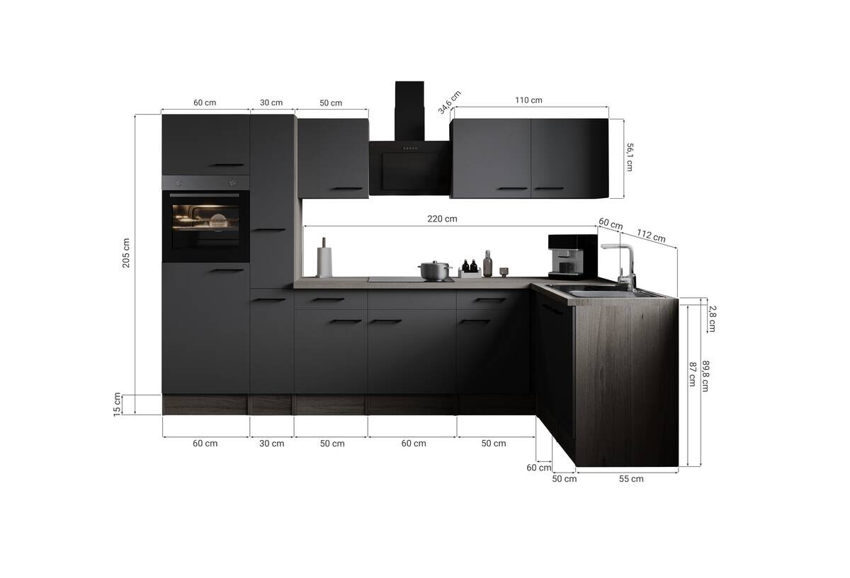 Winkelküche Oliver B/H/T: ca. 310x205x172 cm