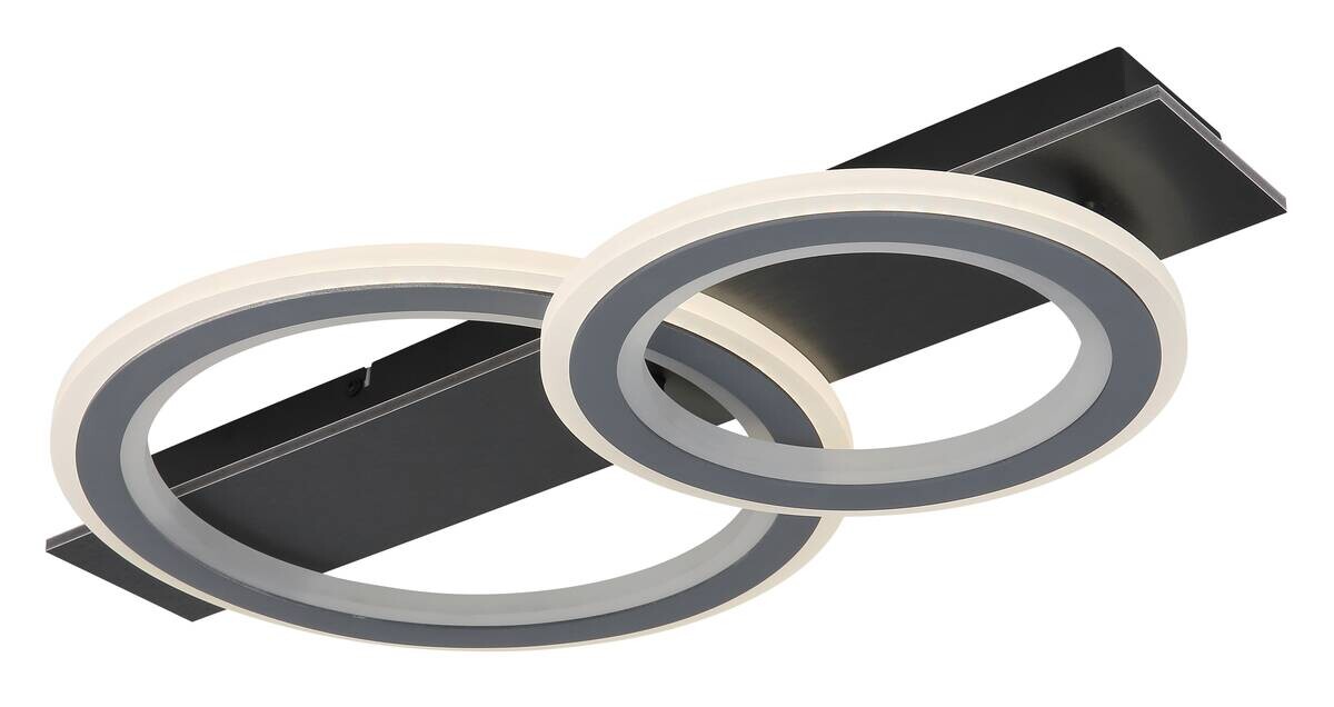 GLOBO LED-Deckenleuchte grau mattschwarz Opal Kunststoff Acryl Metall B/H/L: ca. 37x8x63 cm 1 Brennstellen