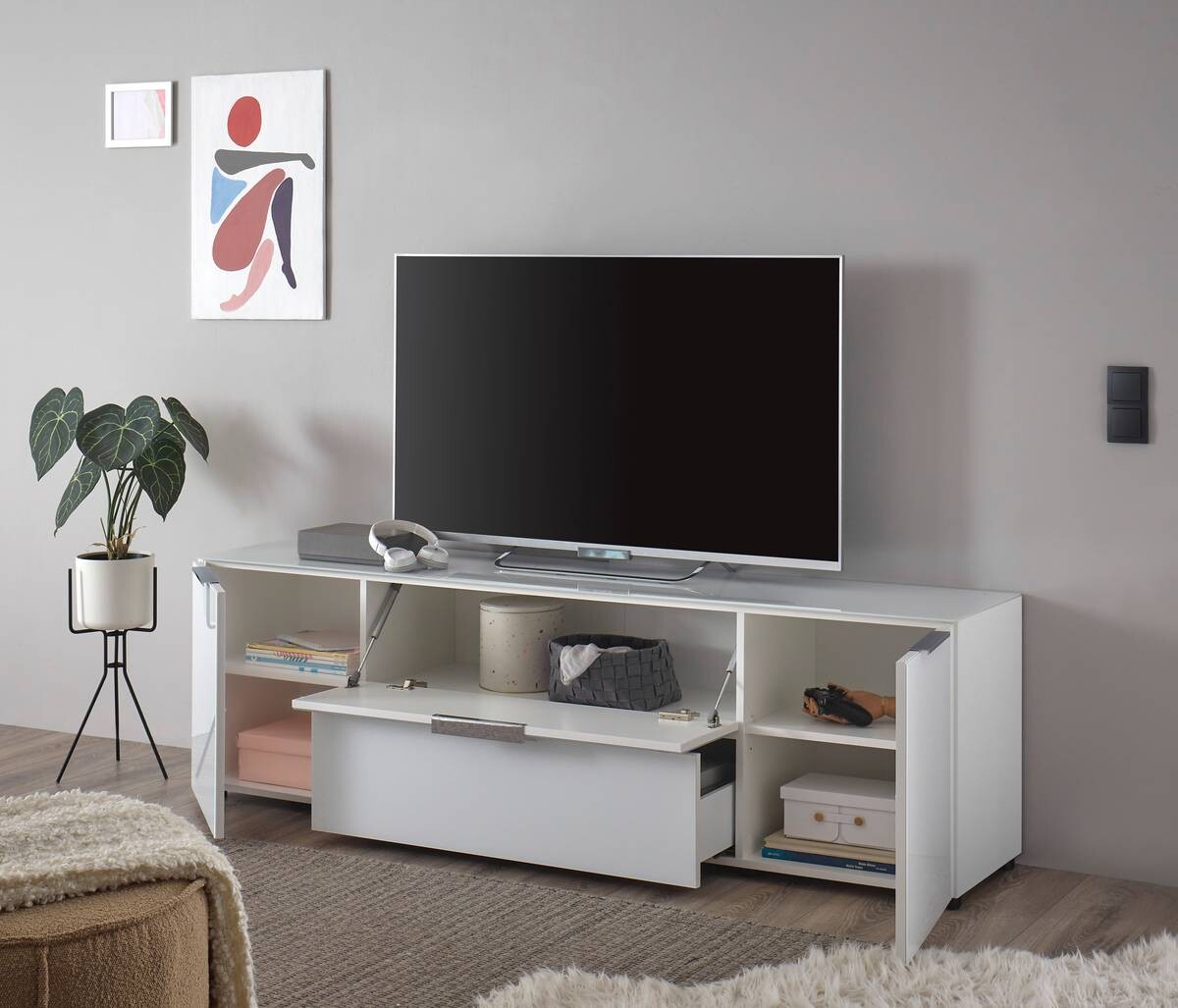 Lowboard Santorin weiß B/H/T: ca. 180x54x40 cm