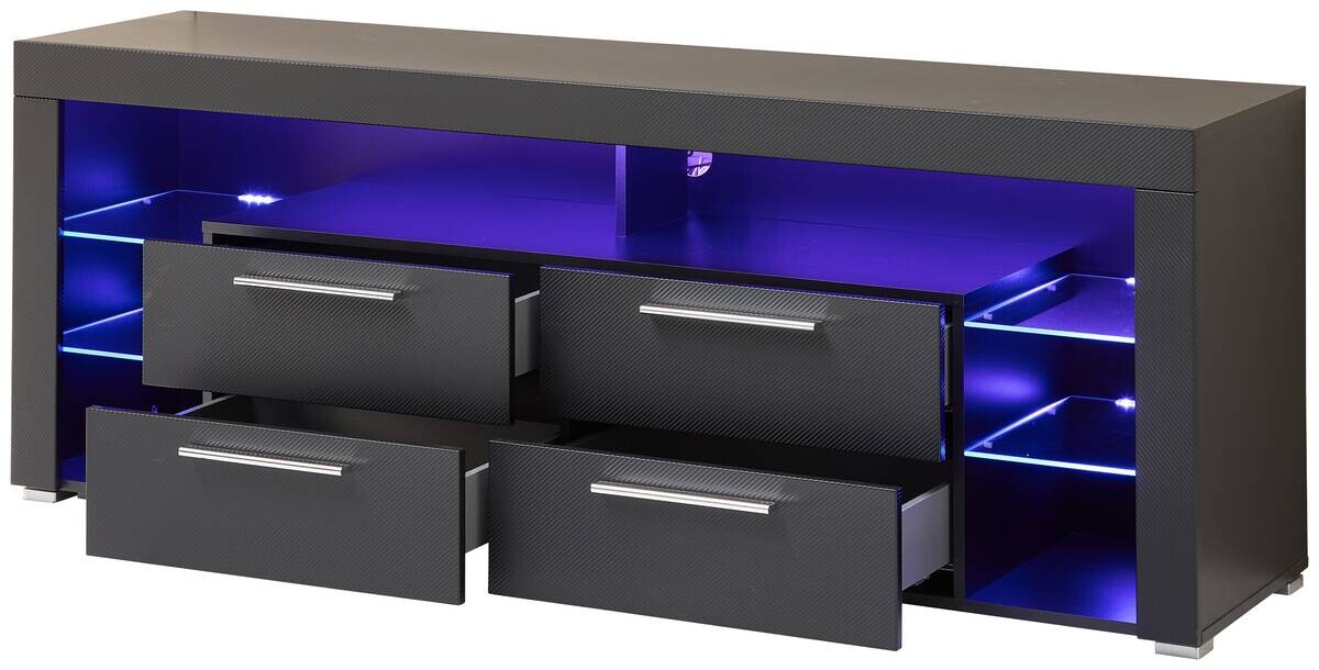 TV-Lowboard Goal Carbon schwarz Carbon Optik B/H/T: ca. 179x66x44 cm