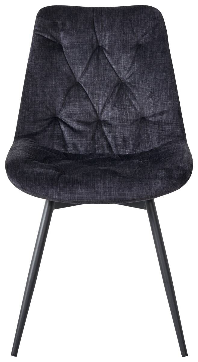 Stuhl Leslie dunkelgrau schwarz Samtoptik Metall
