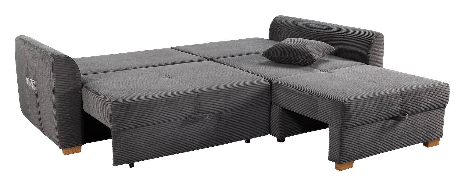 Ecksofa mit Bettfunktion und Bettkasten grau B/H/T: ca. 236x81x160 cm