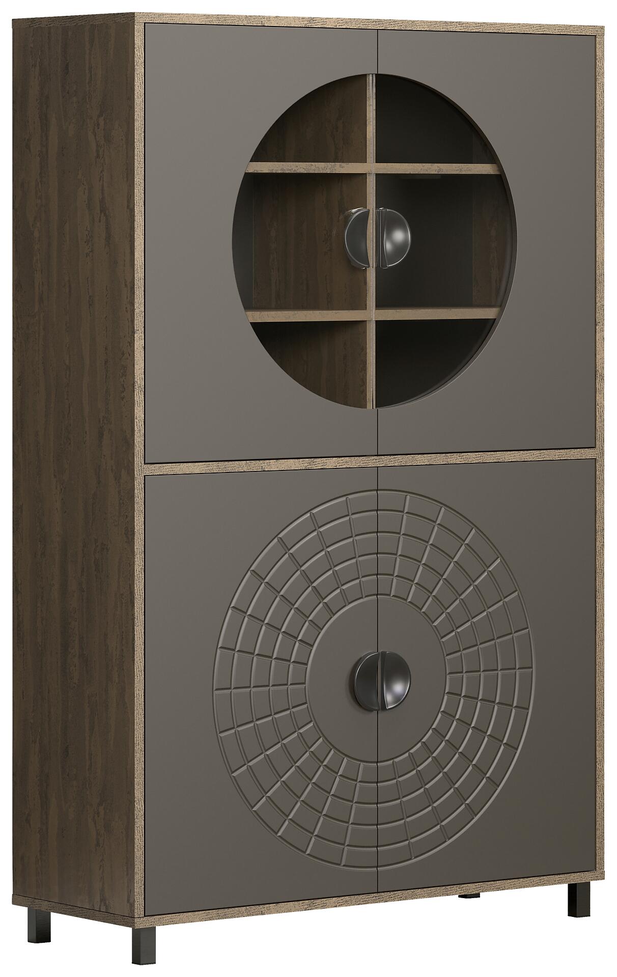 Highboardvitrine Fusion Eiche dunkel Nachbildung bronze Optik B/H/T: ca. 97x163x42 cm