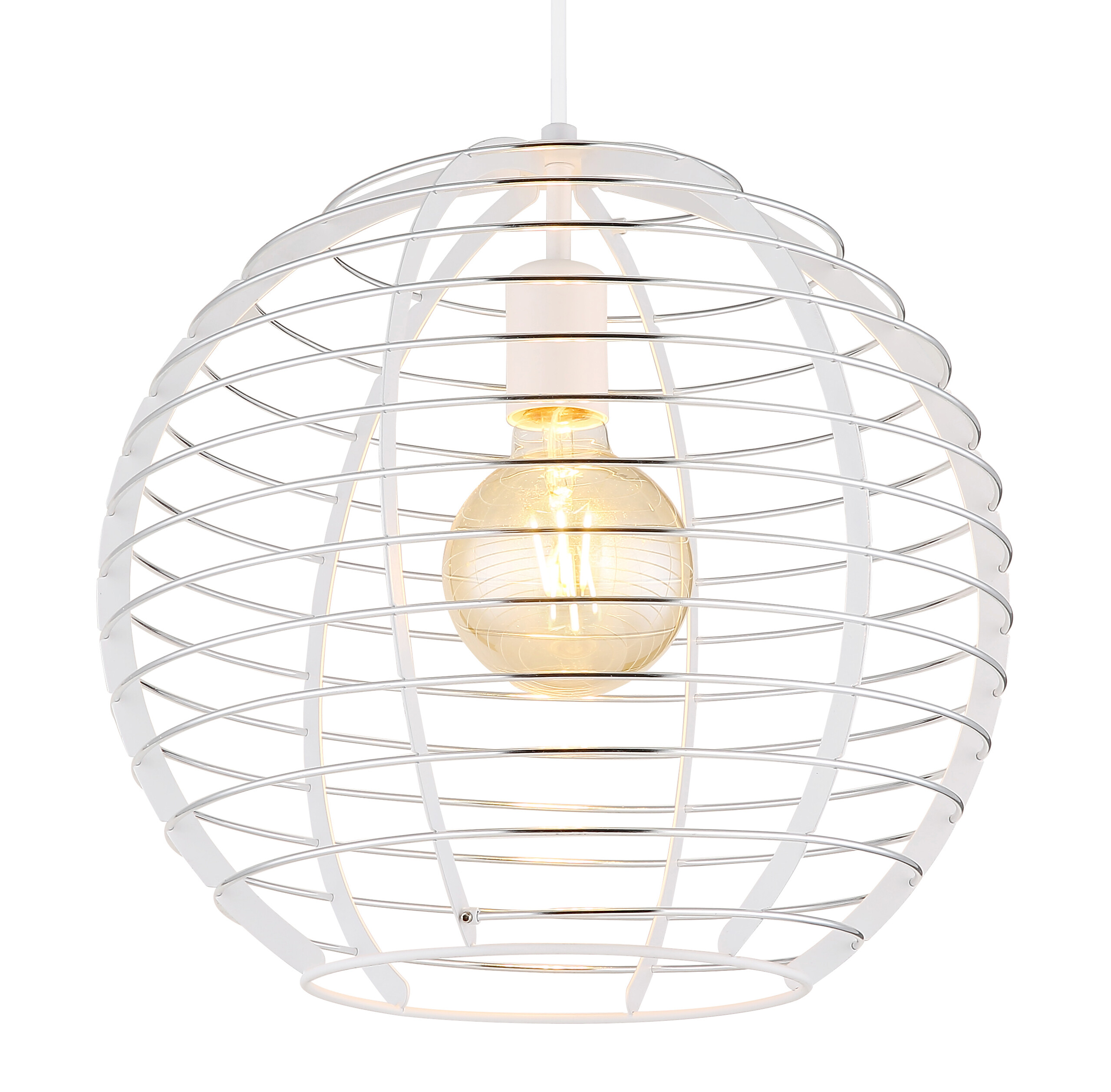 GLOBO Hängeleuchte Chrom weiß Metall Aluminium B/H/L: ca. 40x39,5x40 cm E27 1 Brennstellen