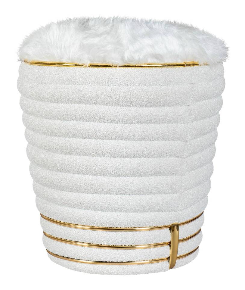 360 Living Hocker Doric 310 weiß gold H/D: ca. 50x42 cm