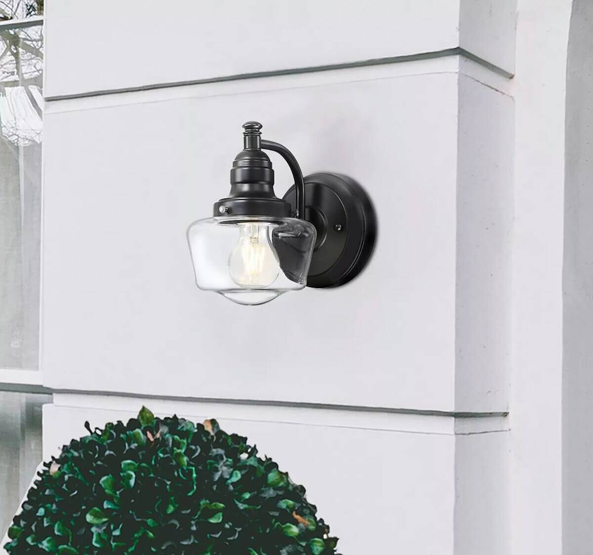 Westinghouse Außenwandleuchte Eddystone mattschwarz Glas Metall B/H/L: ca. 15x21x22 cm E27 1 Brennstellen