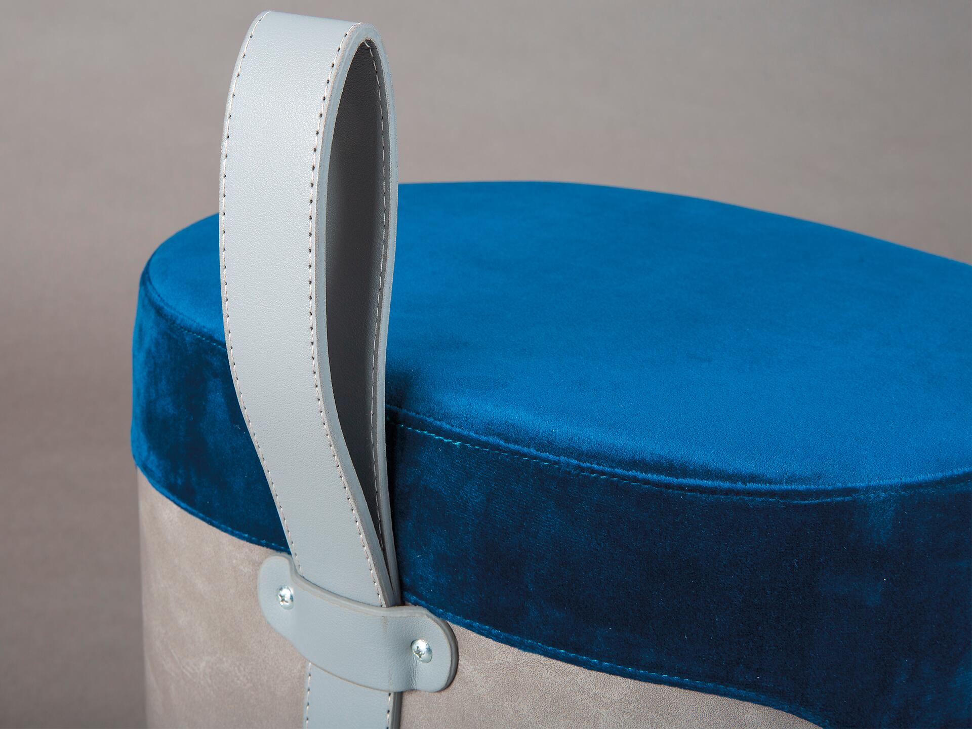 Inter Link Hocker Osane blau MDF Samtoptik B/H/T: ca. 38x43x33 cm