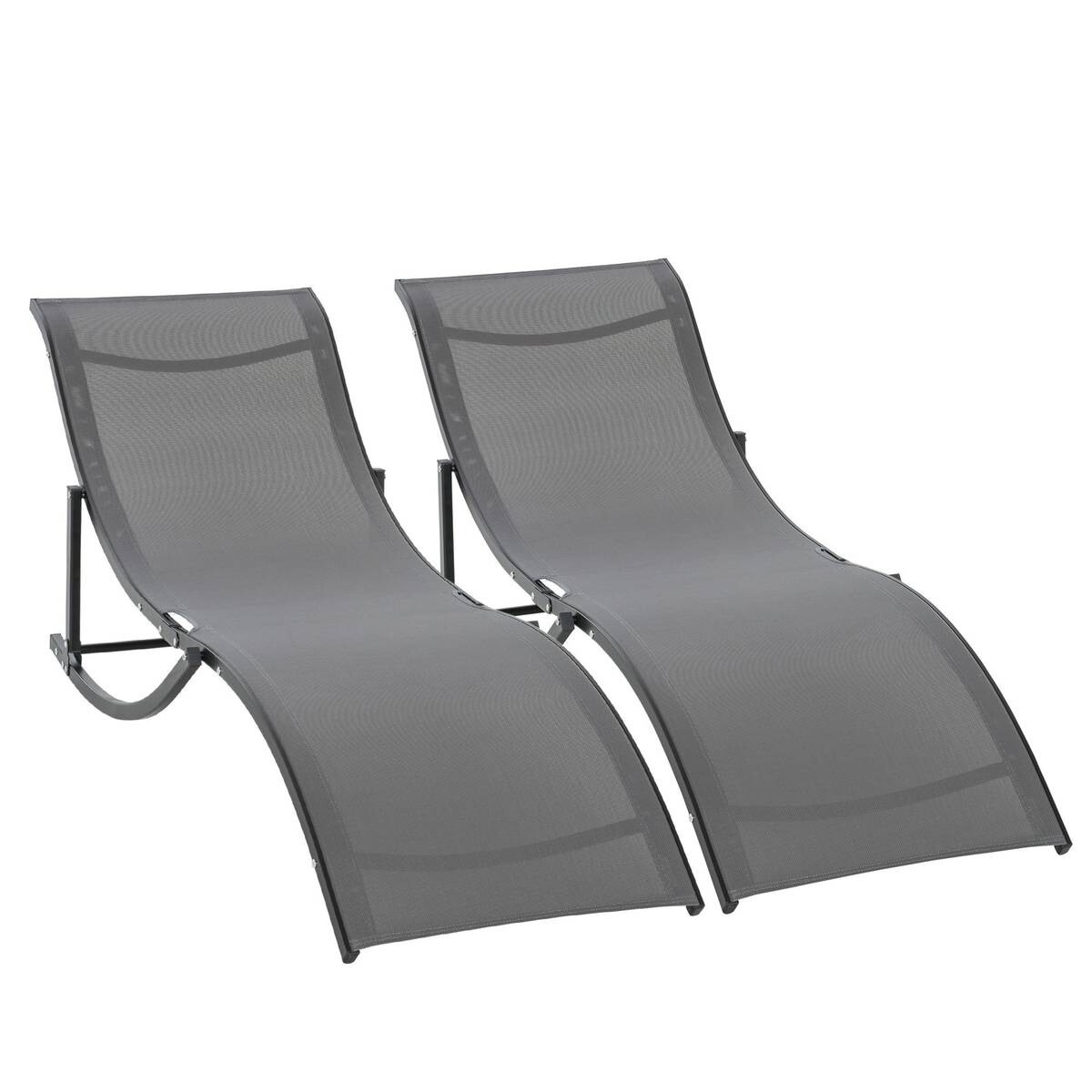 Outsunny Gartenliege 2er Set dunkelgrau Aluminium B/H/L: ca. 61x63x165 cm