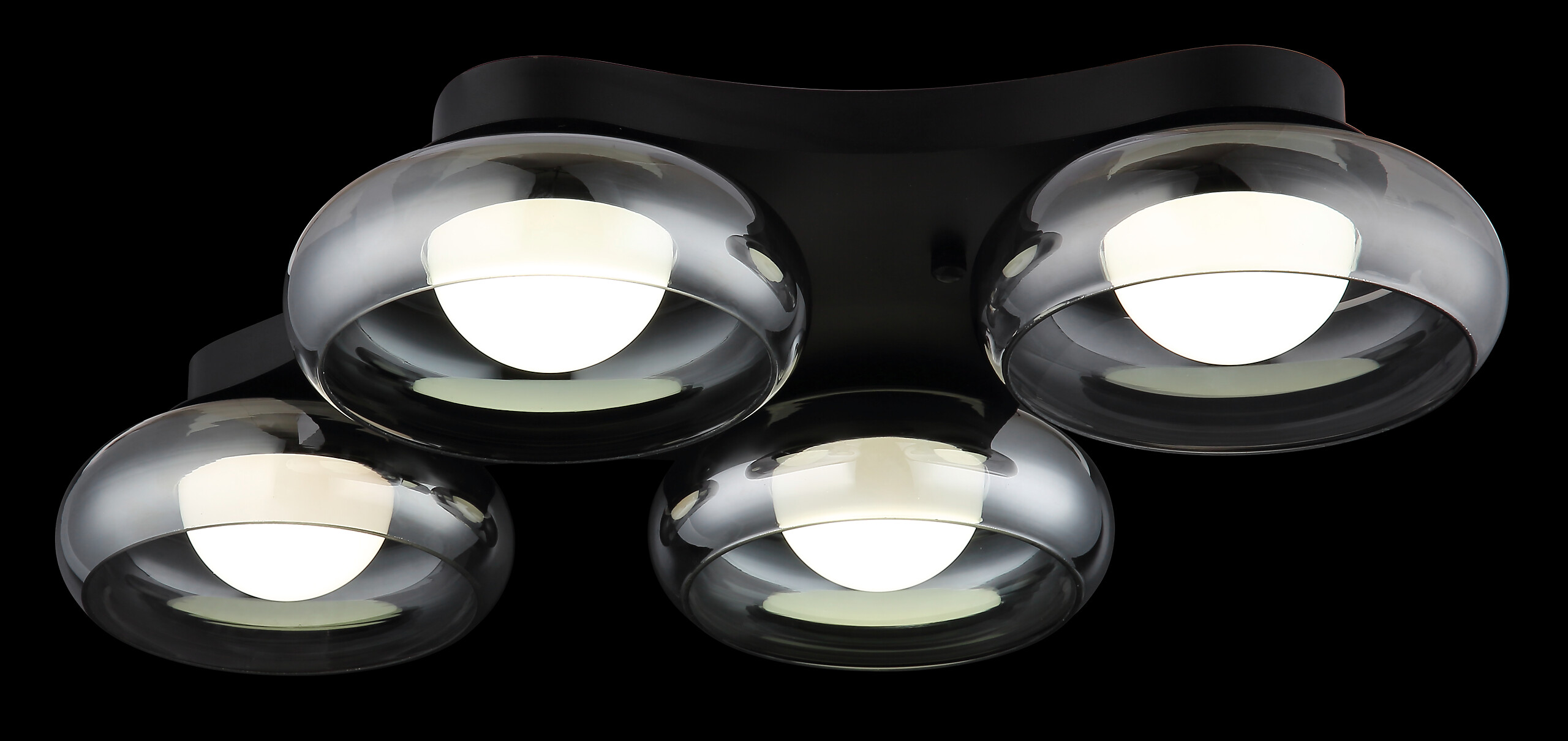 GLOBO Deckenleuchte Opal Rauch schwarz Metall Glas Acryl B/H/L: ca. 46x10x65 cm 1 Brennstellen