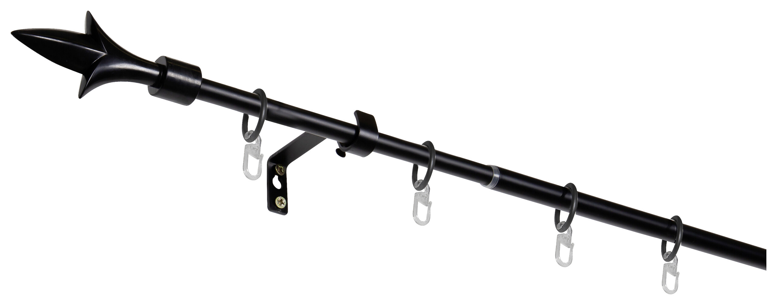 Gardinenstange schwarz Aluminium ausziehbar von ca. 130 bis 240 cm 1.0 Läufe