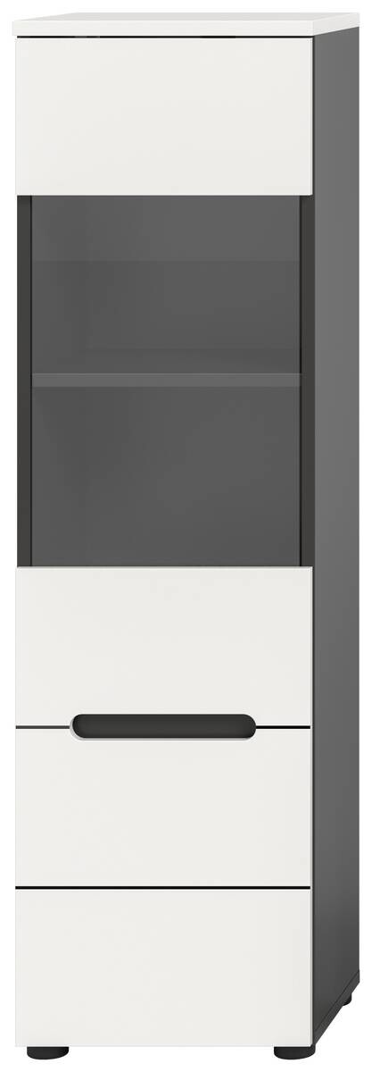 Vitrine Canu basaltgrau weiß B/H/T: ca. 36x125x33 cm