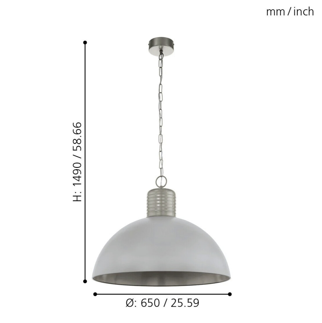Eglo Pendelleuchte Coldridge grau Metall B/H/L: ca. 65x149x65 cm E27 1 Brennstellen