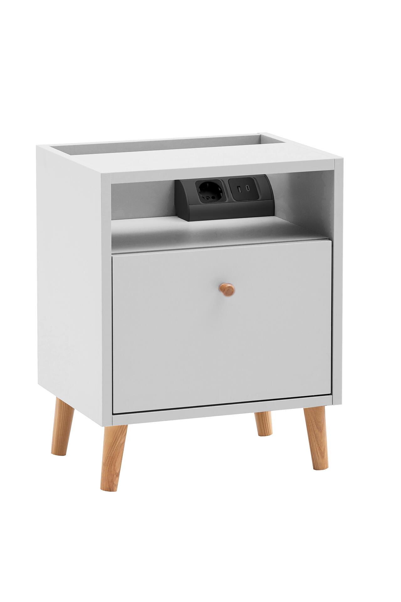 Nachtkonsole Bjarne weiß B/H/T: ca. 40,2x50,1x32,7 cm