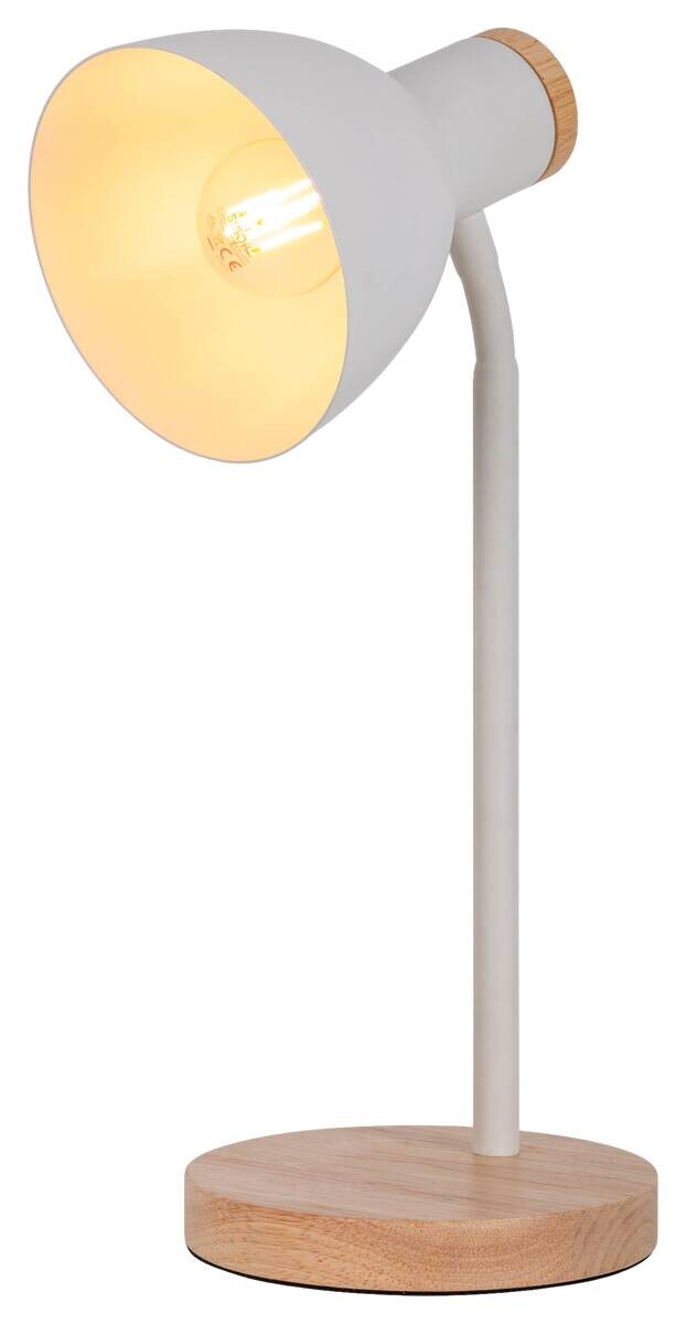 Näve Leuchten Tischleuchte weiß Holz Metall B/H/T/D: ca. 14x36,5x14x14 cm E14 1 Brennstellen