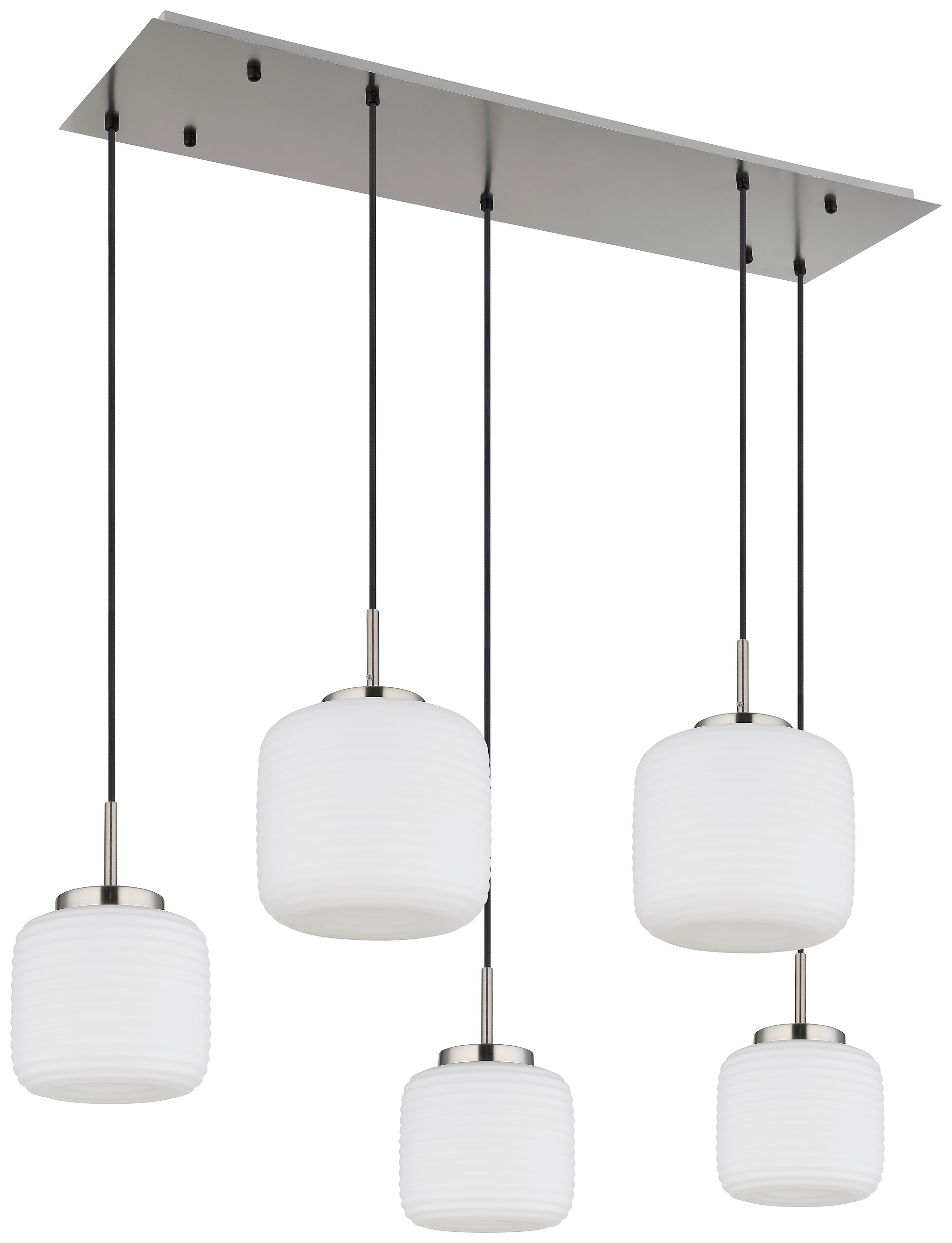 GLOBO Pendelleuchte schwarz nickel matt Opal Glas Metall B/H: ca. 106x130 cm 5.0 Brennstellen