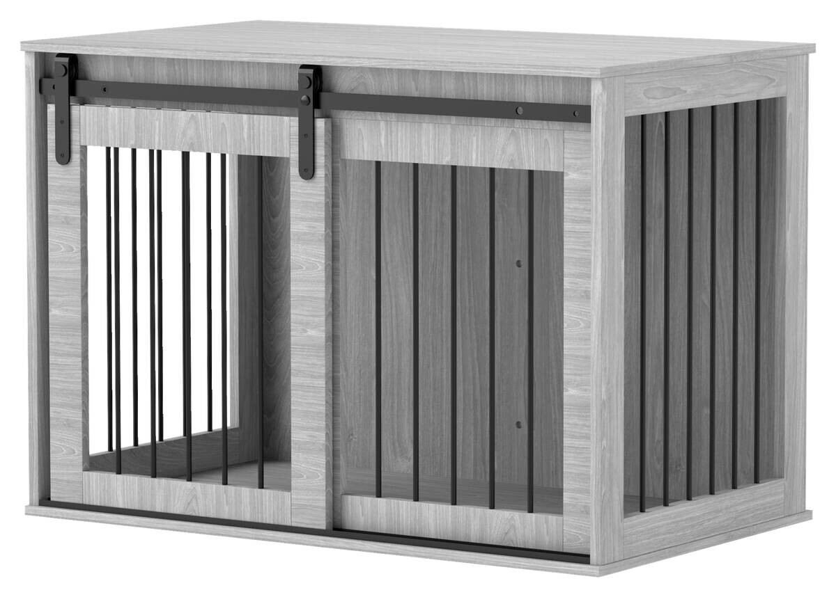 PawHut Hundekäfig grau Spanplatte B/H/L: ca. 58x61x98 cm