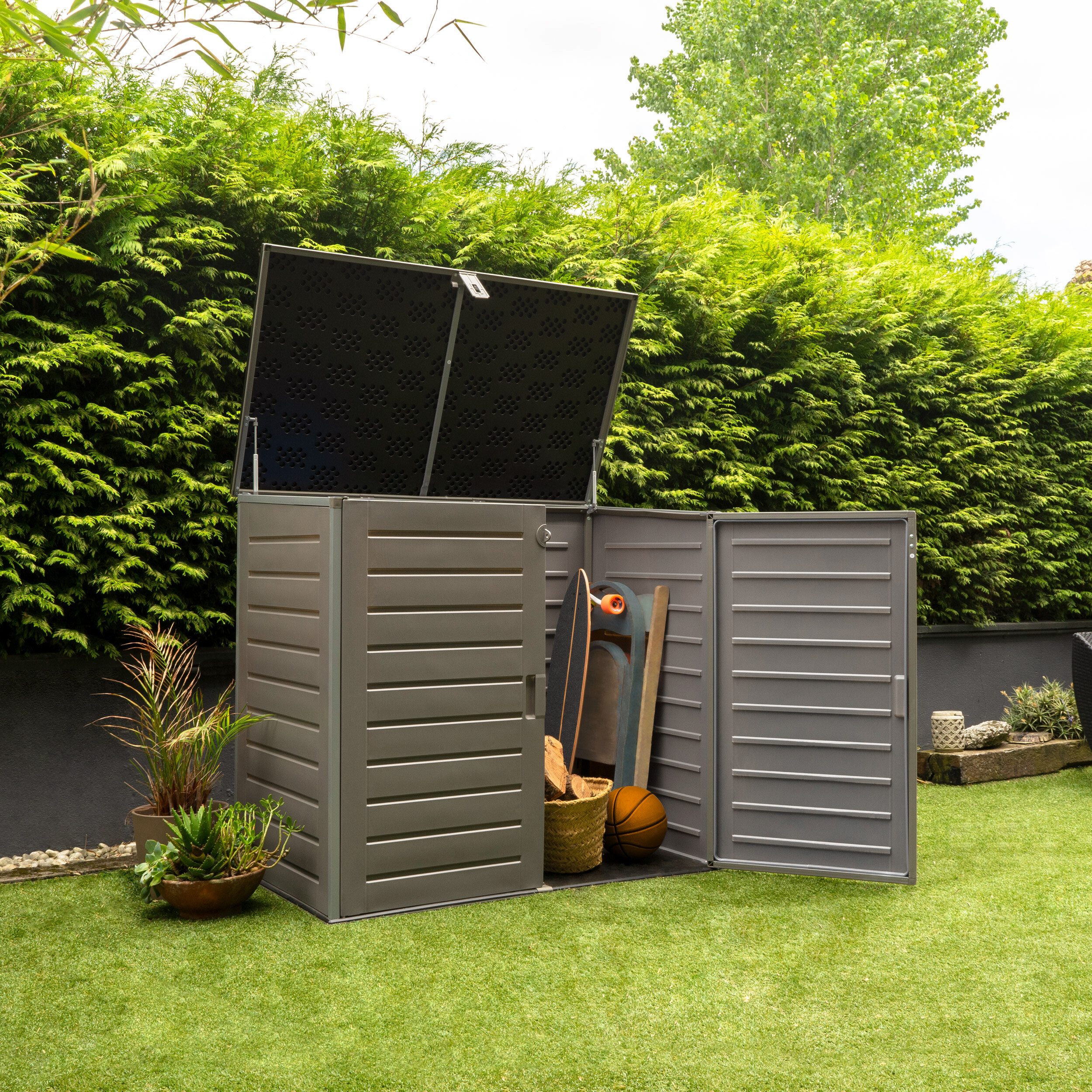 HOGGAR Mülltonnenbox anthrazit B/H/L: ca. 82x123x140 cm