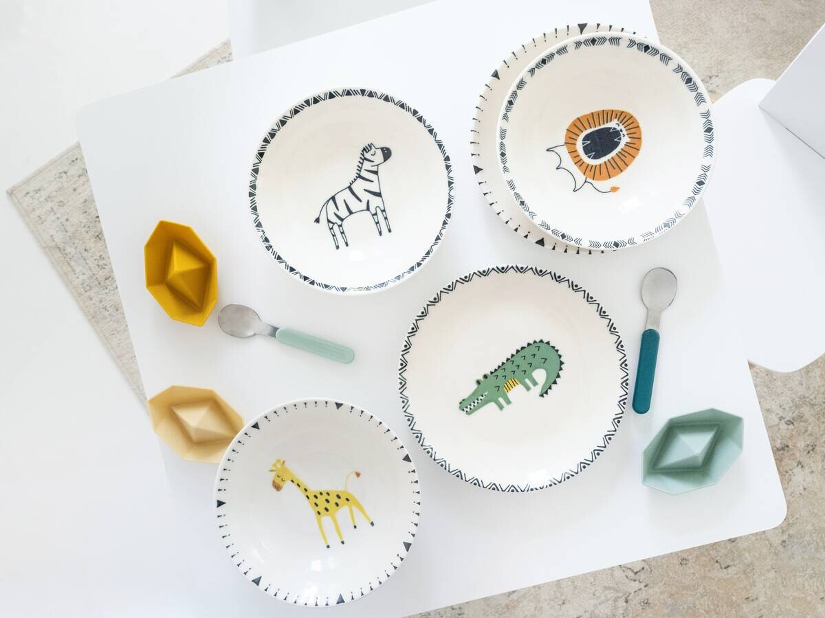 CreaTable Tellerset Safari mehrfarbig Steinzeug D: ca. 21 cm