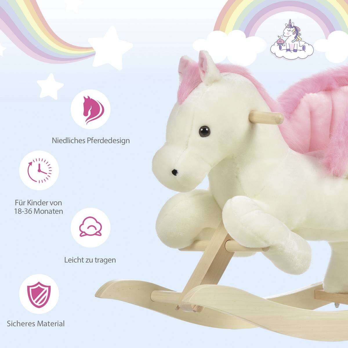 HOMCOM Kinder-Schaukelpferd B/H/L: ca. 28x57x70 cm