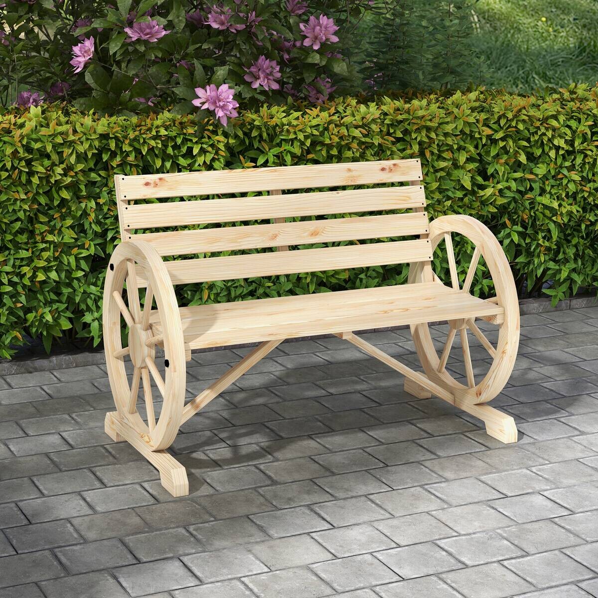 Outsunny Gartenbank natur Holz B/H/L: ca. 56x105,5x79 cm