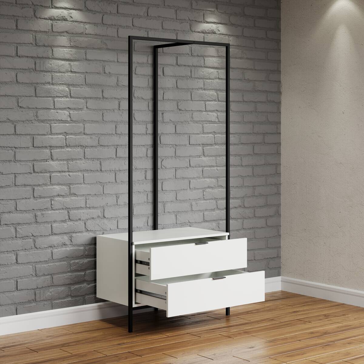 Garderobe Jody weiß matt schwarz B/H/T: ca. 85x190x47 cm