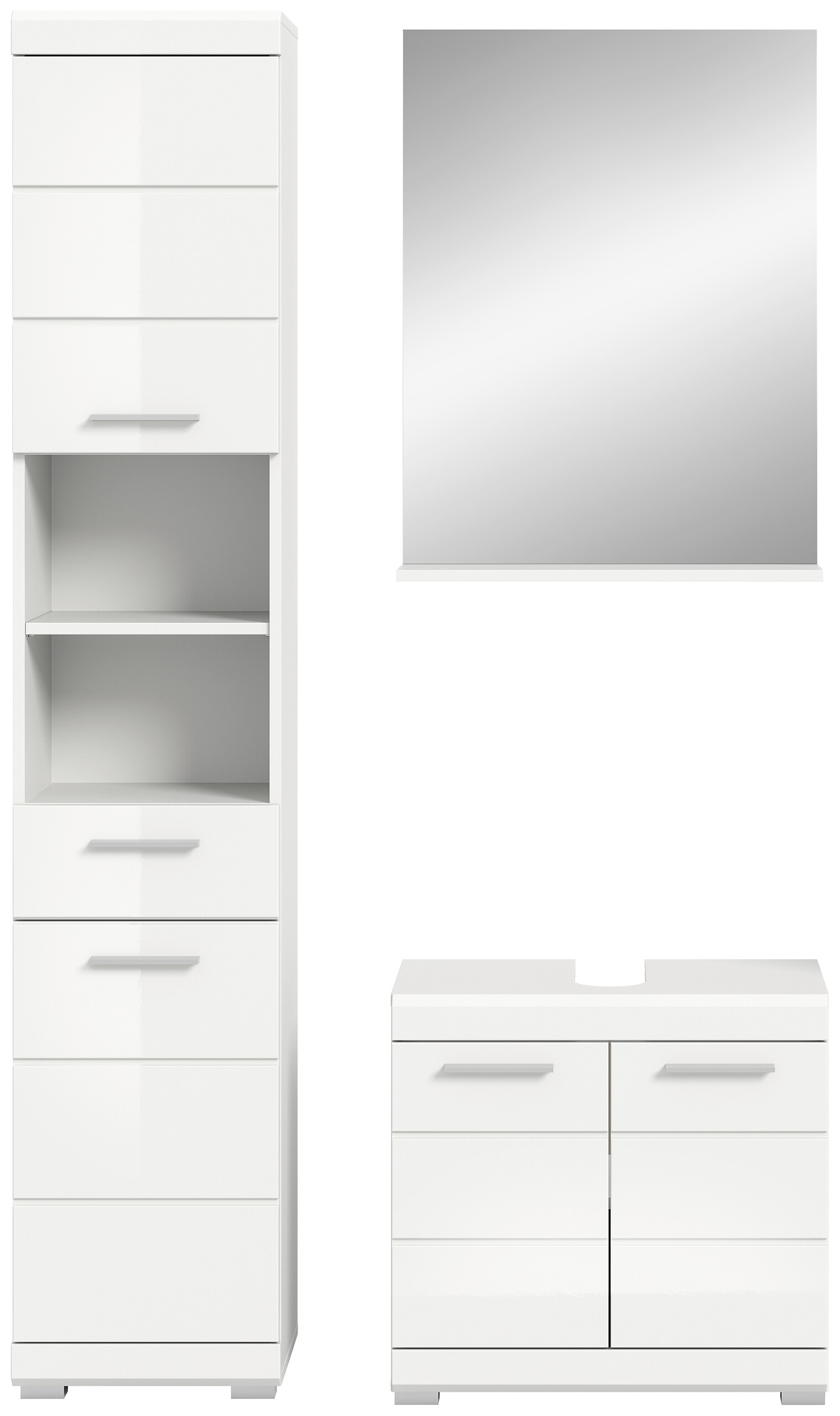 Badezimmer-Set Scout weiß weiß Hochglanz B/H/T: ca. 112x191x34 cm