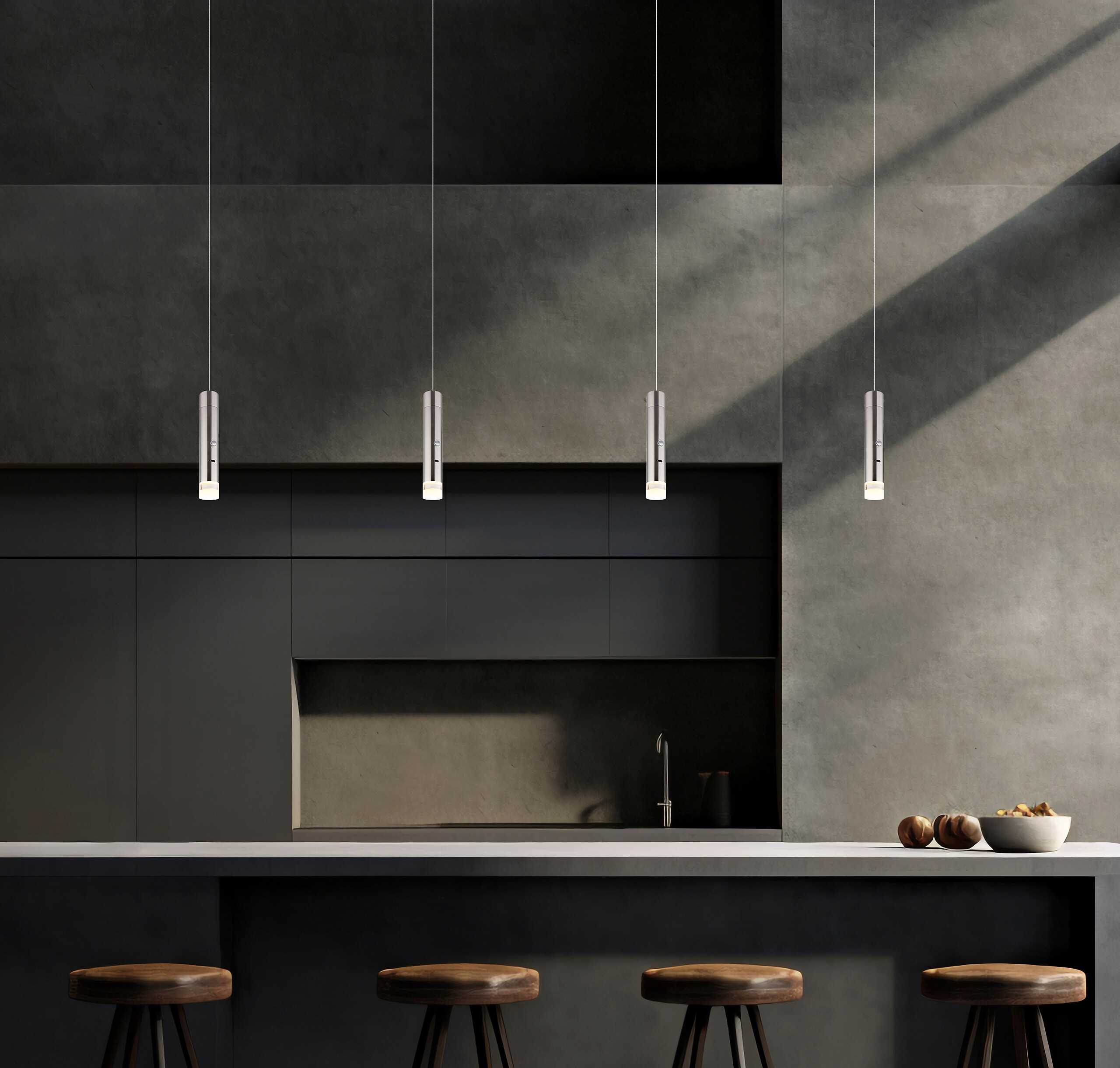 GLOBO LED-Hängeleuchte klar nickel matt Metall Acryl H/D: ca. 120x3,8 cm 1.0 Brennstellen