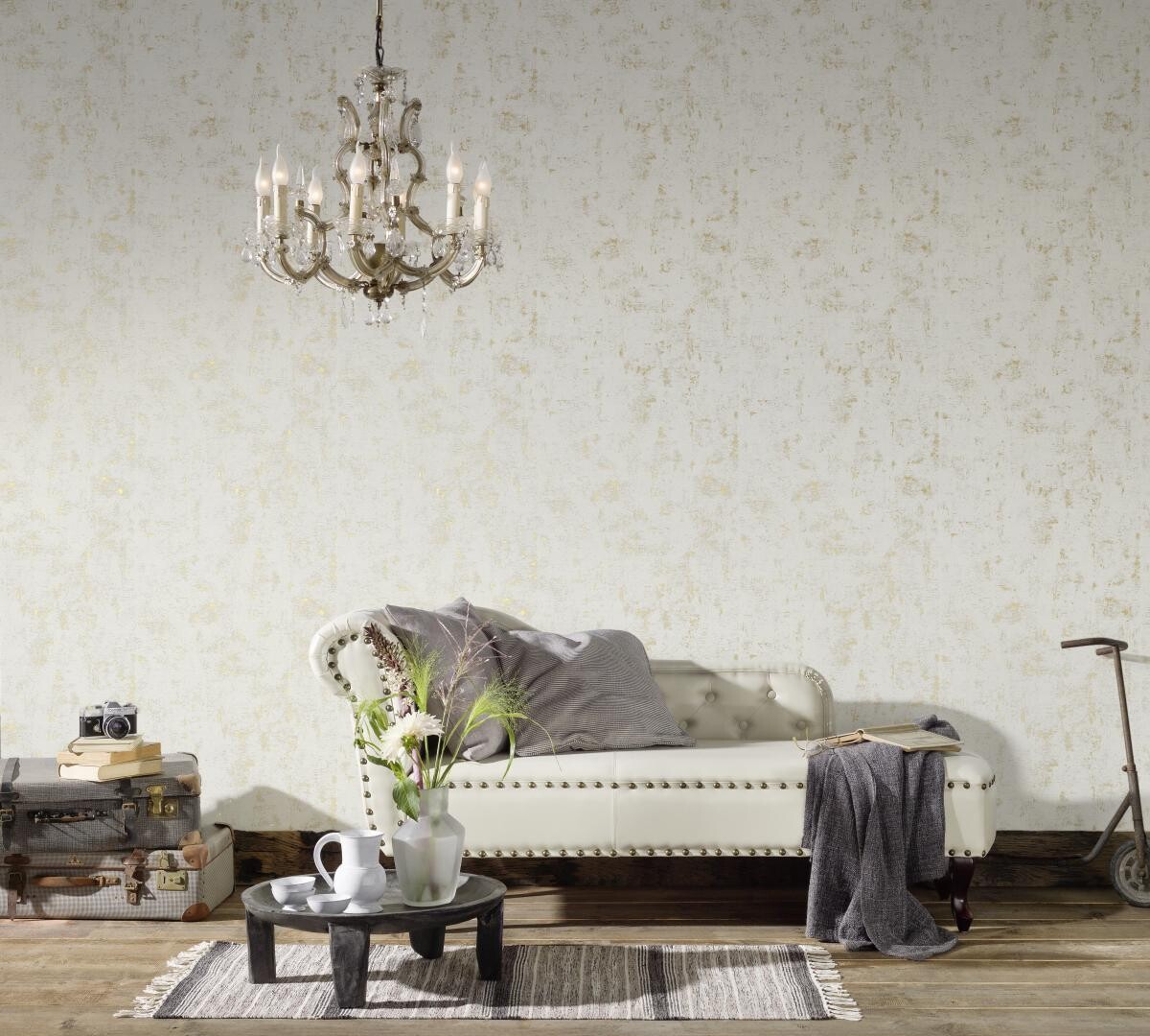 Vliestapete Betonoptik weiß B/L: ca. 53x1005 cm