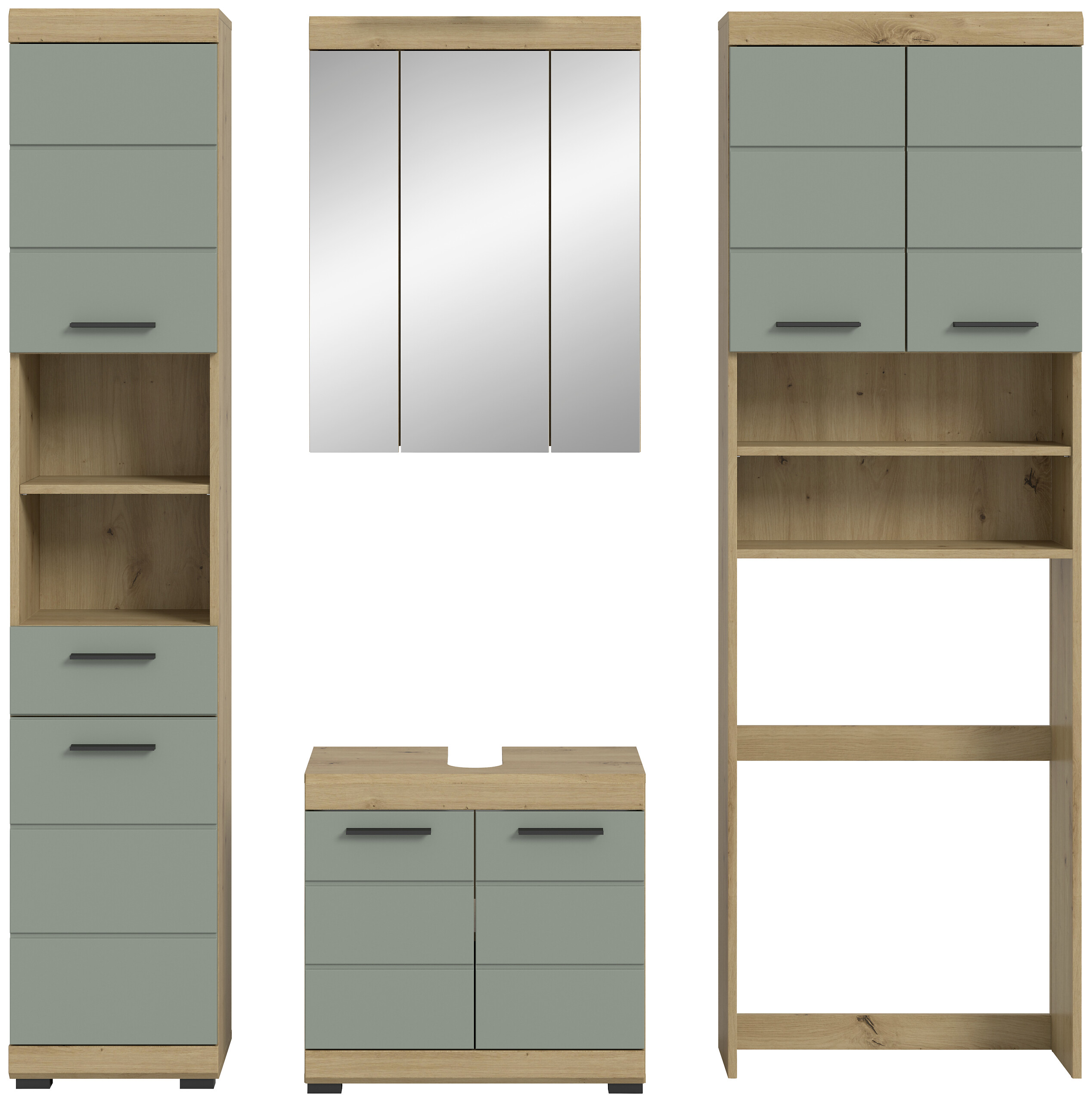 Badezimmer-Set Scout Eiche Artisan Nachbildung salbei Nachbildung B/H/T: ca. 190x191x34 cm