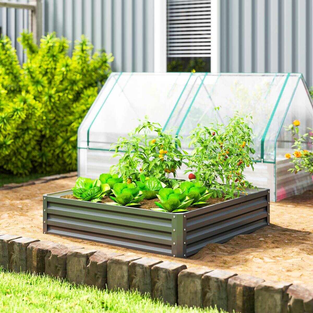 Outsunny Hochbeet hellgrau B/H/L: ca. 120x30x120 cm