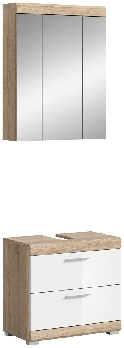 Badezimmer-Set Lambada Eiche Sonoma Nachbildung weiß Hochglanz B/H/T: ca. 60x191x37 cm