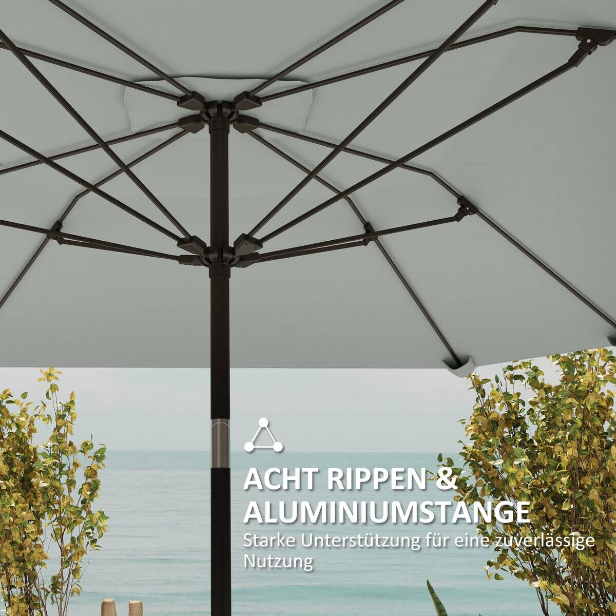 Outsunny Sonnenschirm dunkelgrau Aluminium B/H/L: ca. 233x240x233 cm