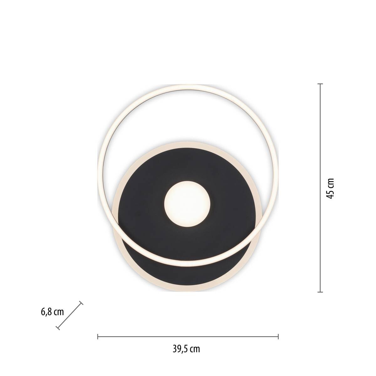 Just Light LED-Deckenleuchte DOMINO 15046-18 schwarz weiß Metall Kunststoff B/H/T: ca. 39,5x6,8x45 cm 1 Brennstellen