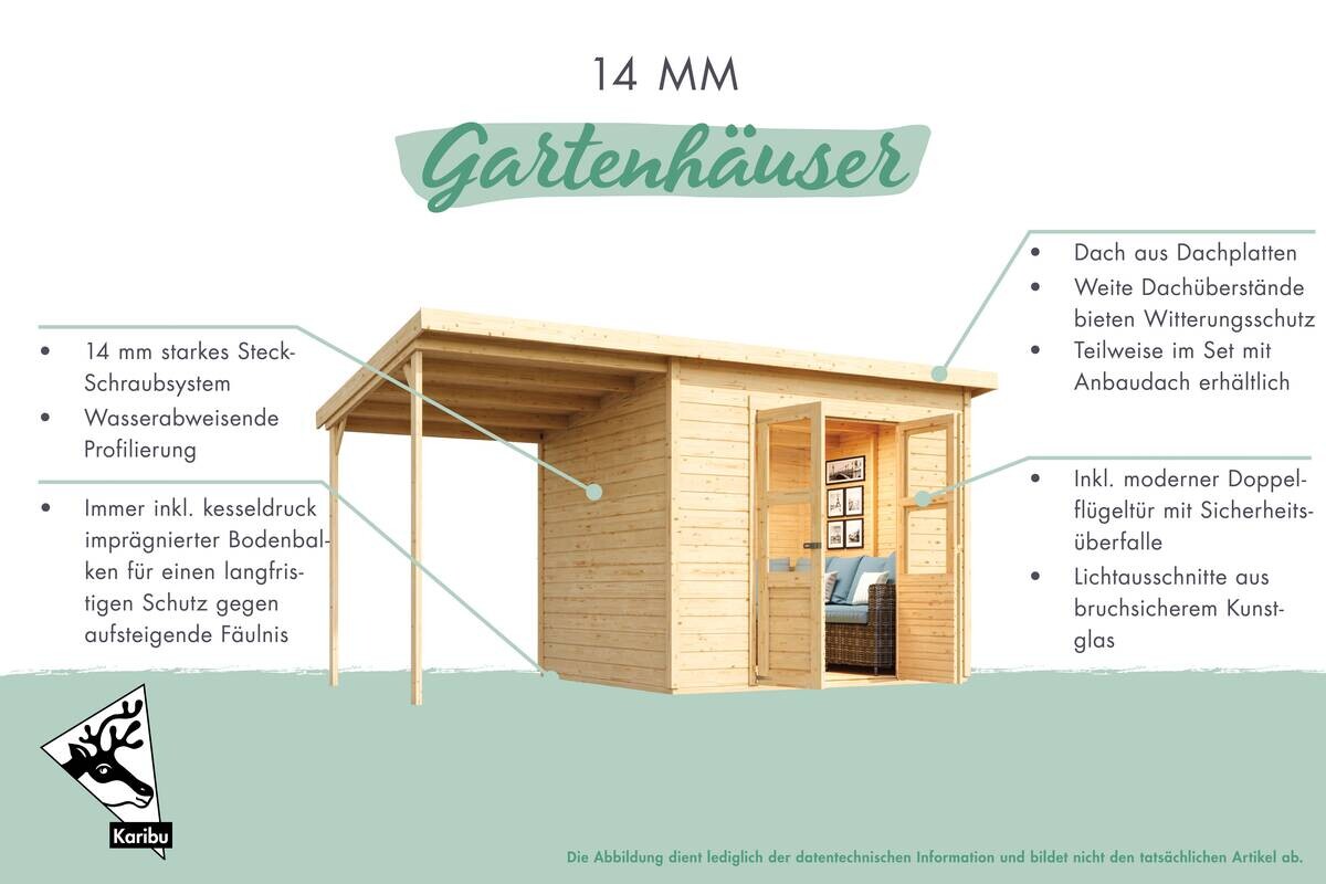 Karibu Gartenhaus Tony 1 grau B/H/L: ca. 214x219x210 cm