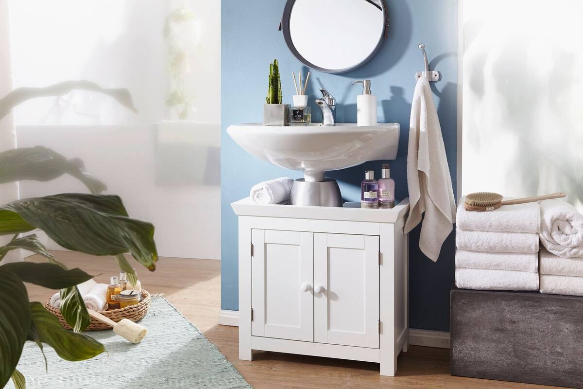 Waschbeckenunterschrank weiß B/H/T: ca. 30x56x57 cm