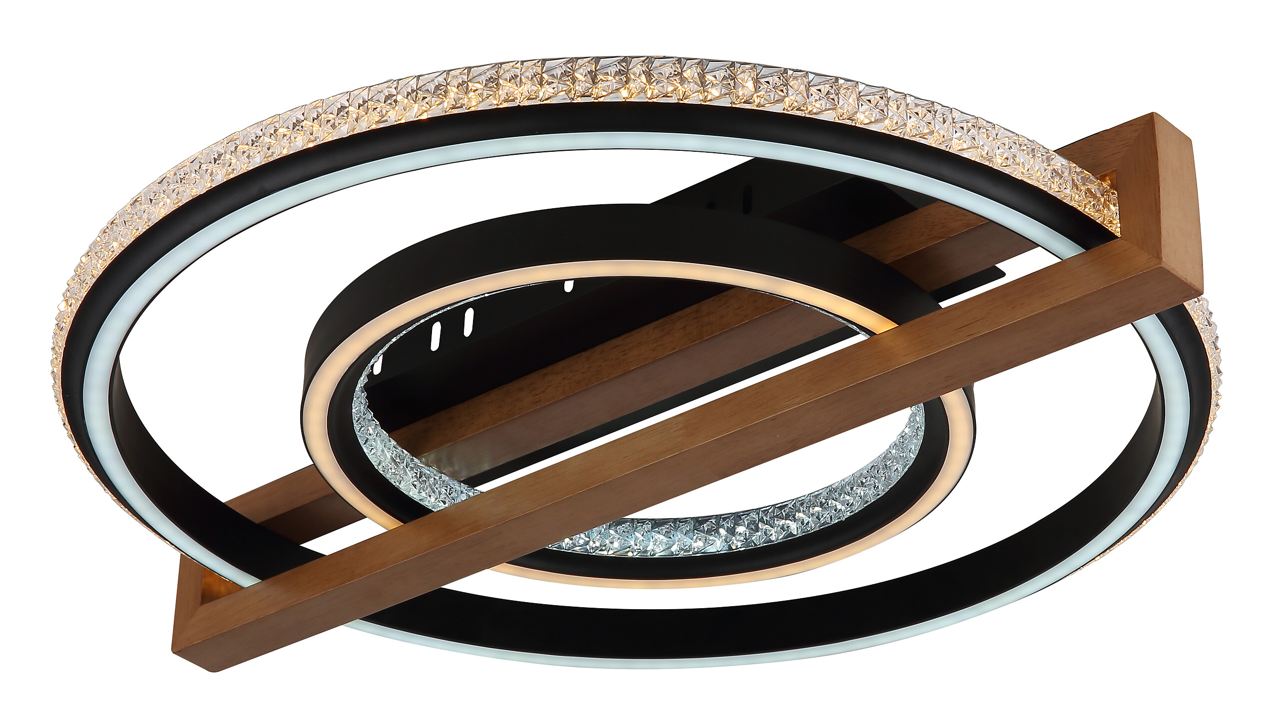 GLOBO LED-Deckenleuchte mattschwarz Opal dunkelbraun Metall Kunststoff Holz B/H/L: ca. 55x11,5x50 cm 1 Brennstellen