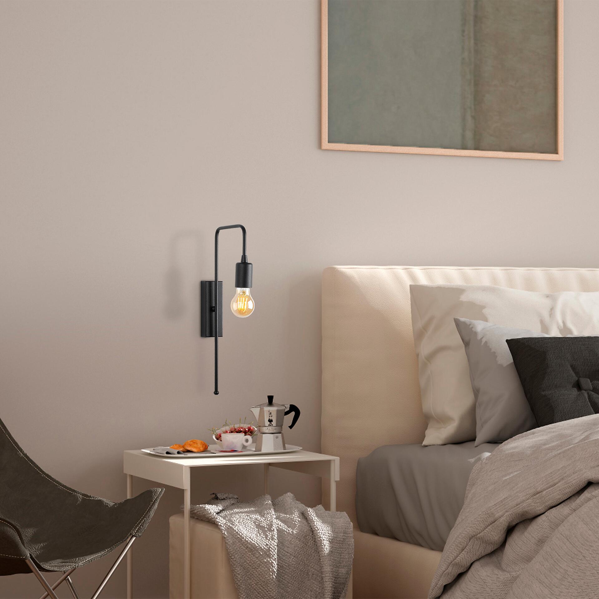 Opviq Wandleuchte schwarz Metall B/H/L: ca. 22x42x6 cm E27 1 Brennstellen