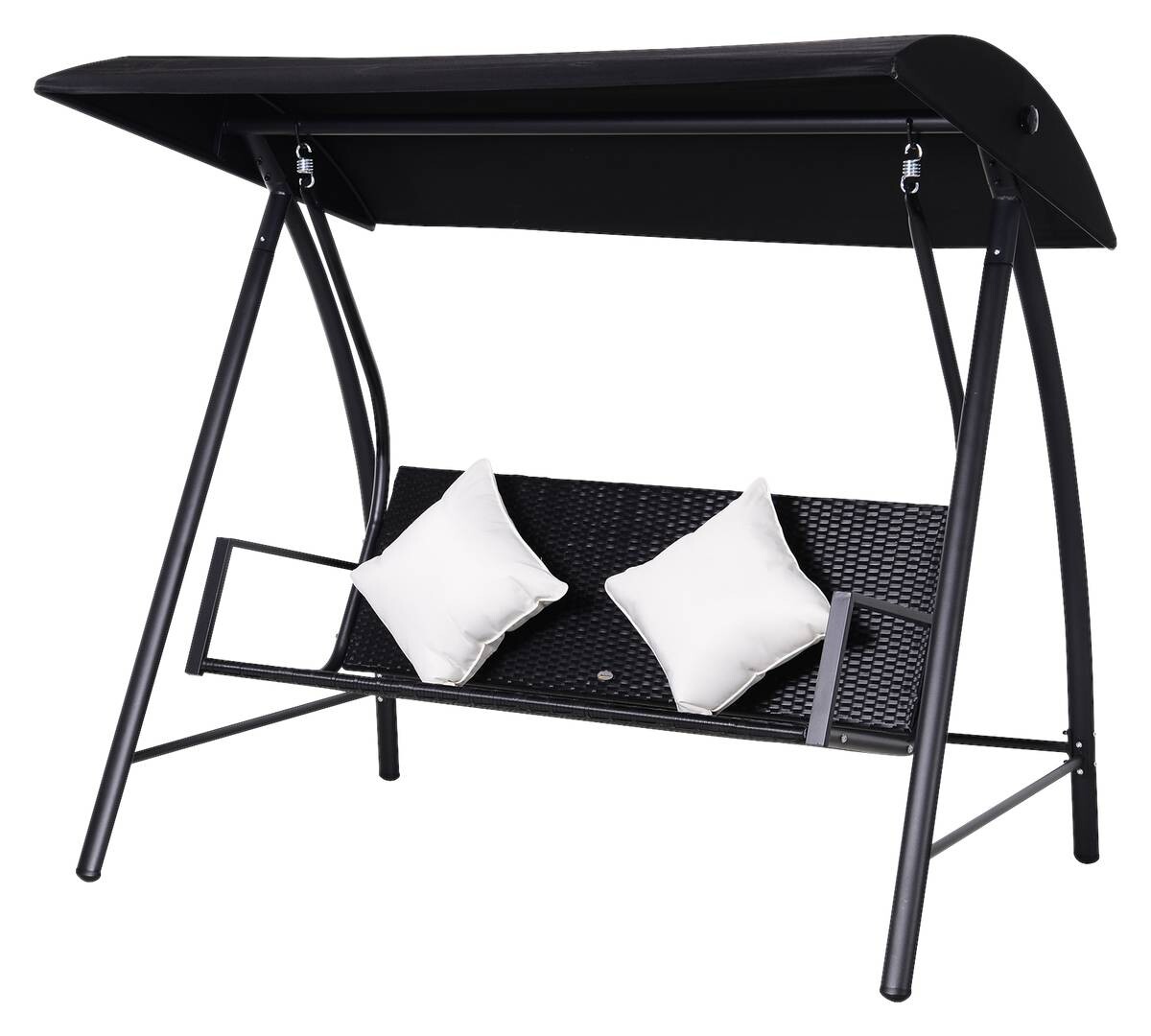 Outsunny Hollywoodschaukel schwarz Polyrattan B/H/L: ca. 124x179x198 cm