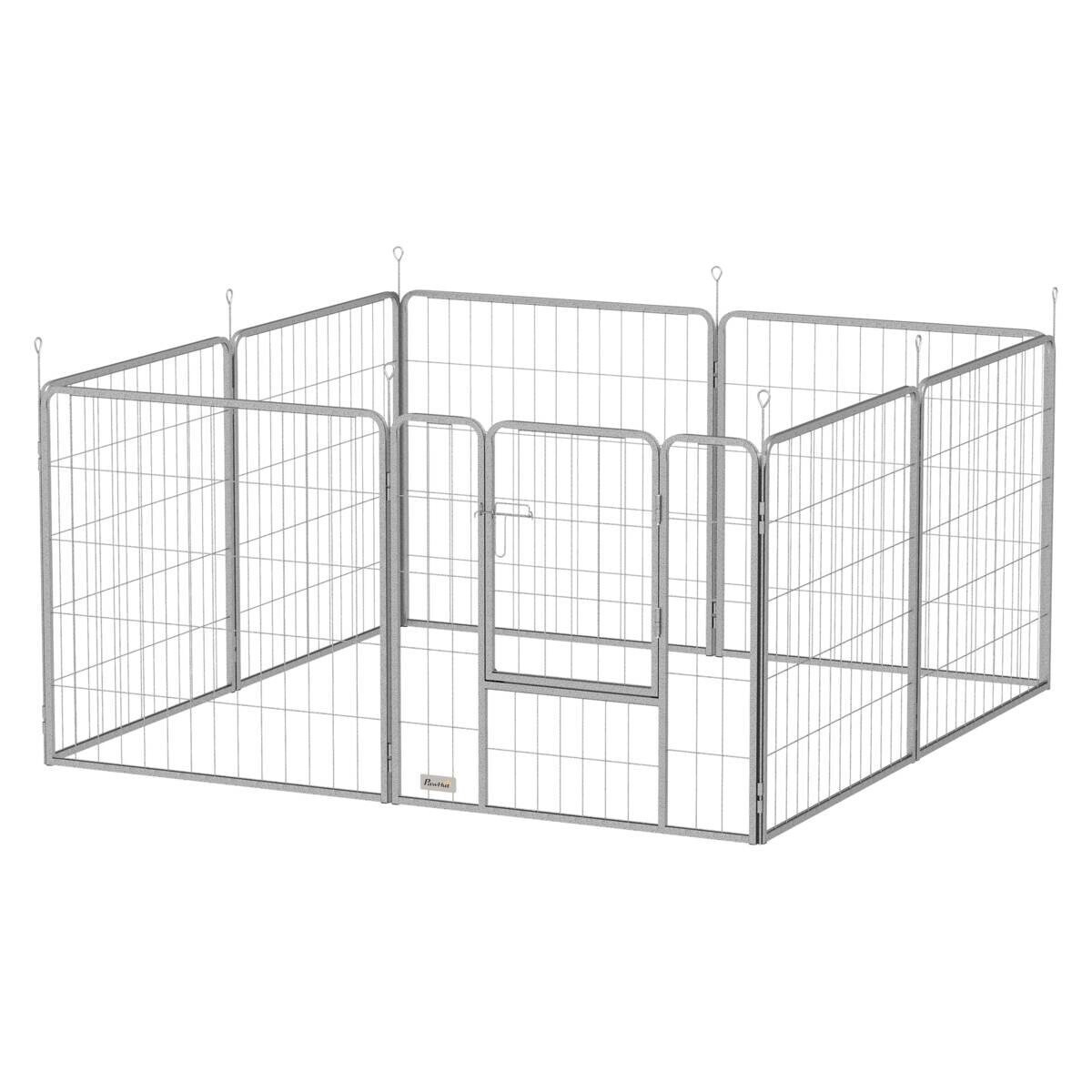 PawHut Welpenauslauf silber Stahl B/H/L: ca. 80x80x240 cm