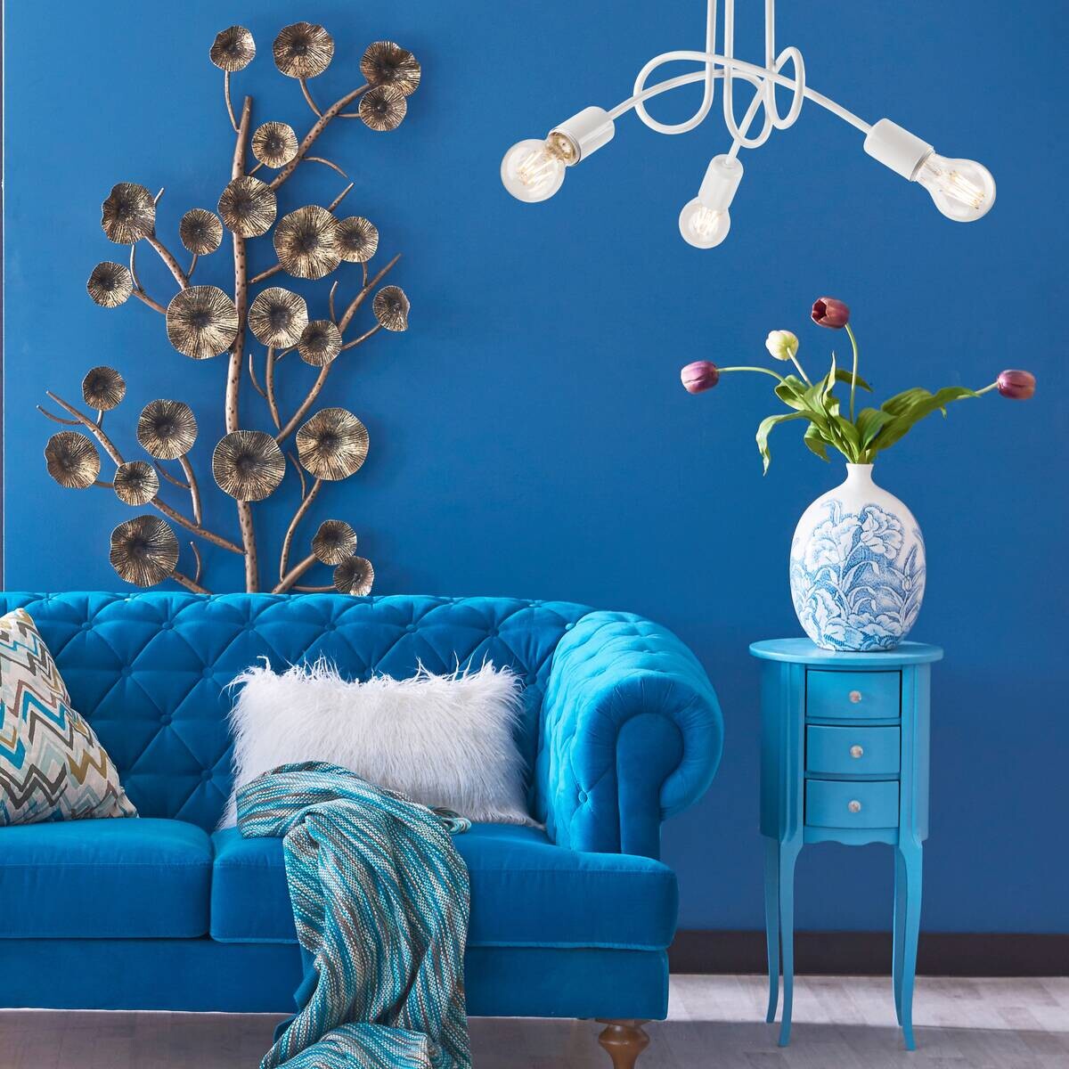 Lamkur Deckenleuchte Camilla weiß Stahl H/L: ca. 30x36 cm E27 3 Brennstellen