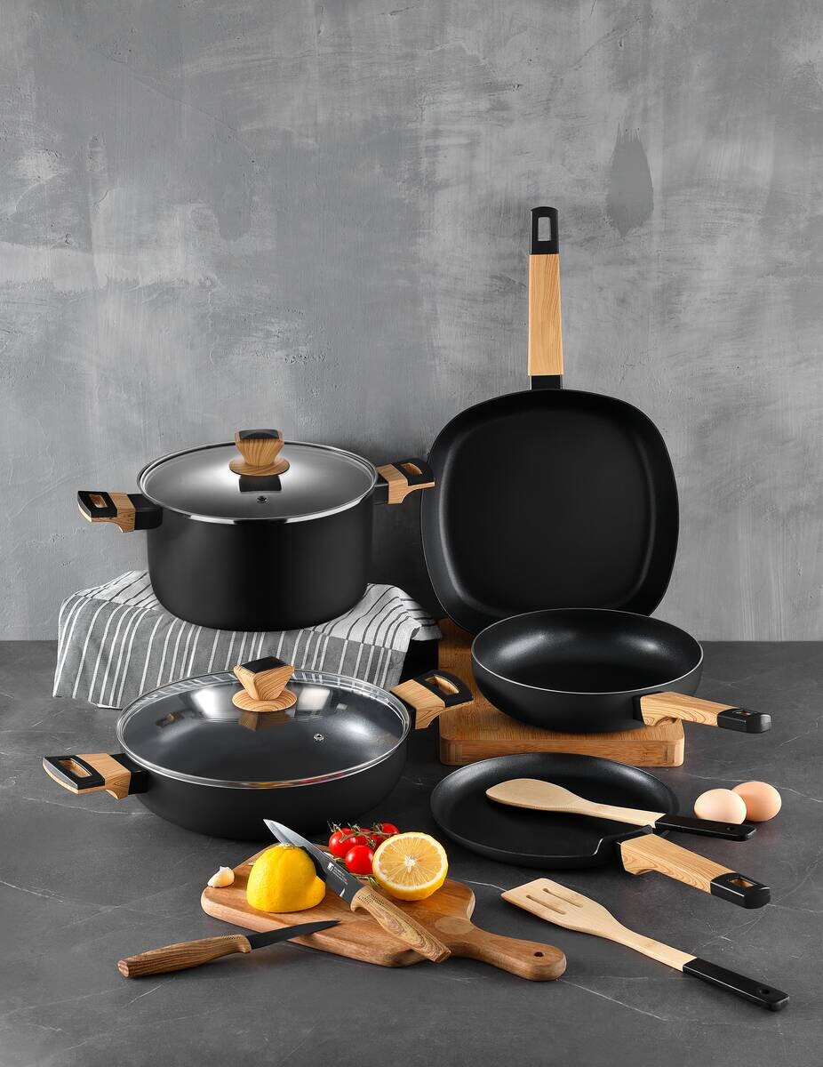 BERGNER Kochgeschirrset EARTH BLACK schwarz Aluminium 5 tlg.