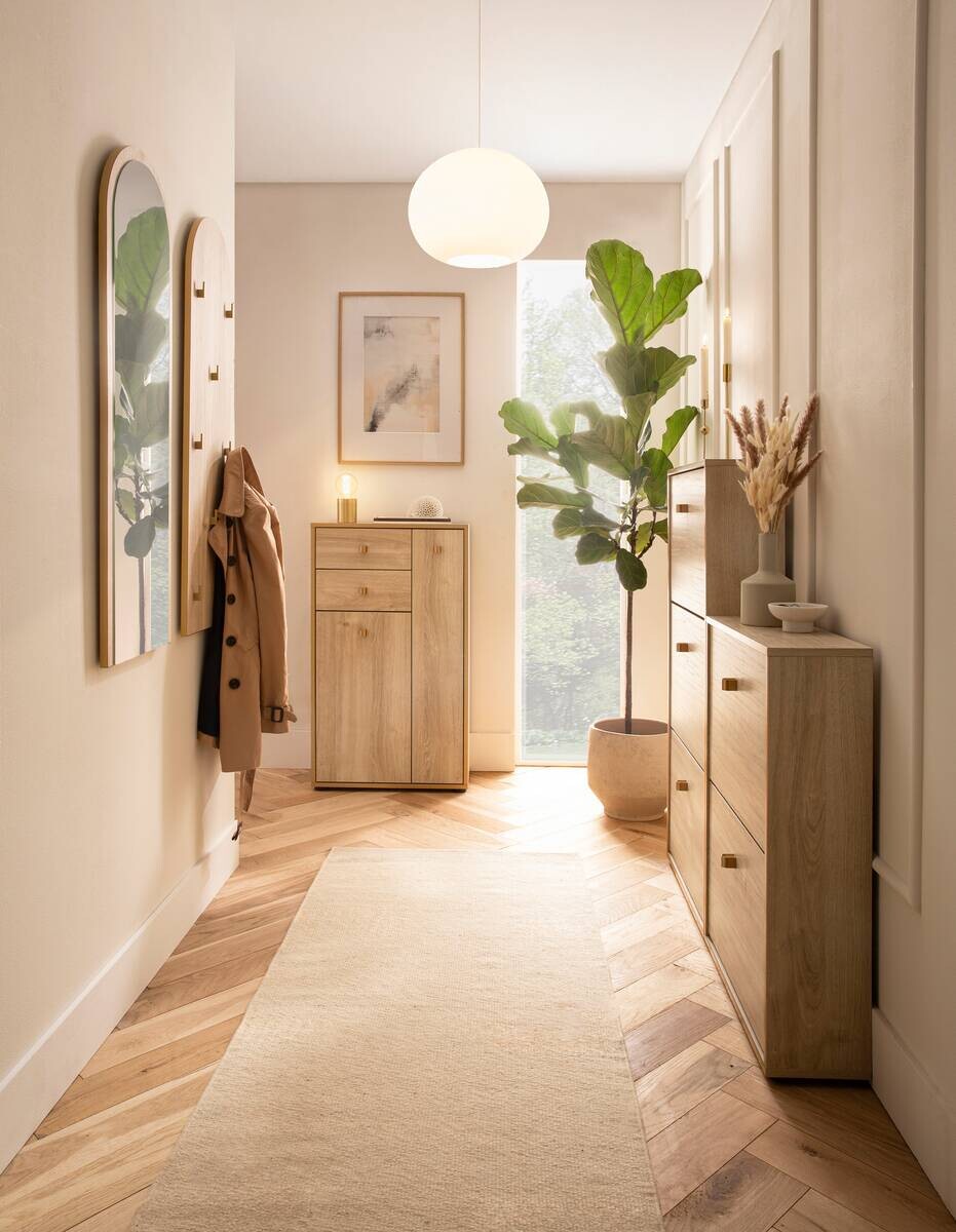 Schuhkipper Flora, 2er Eiche Nachbildung B/H/T: ca. 59,8x83,2x19,55 cm