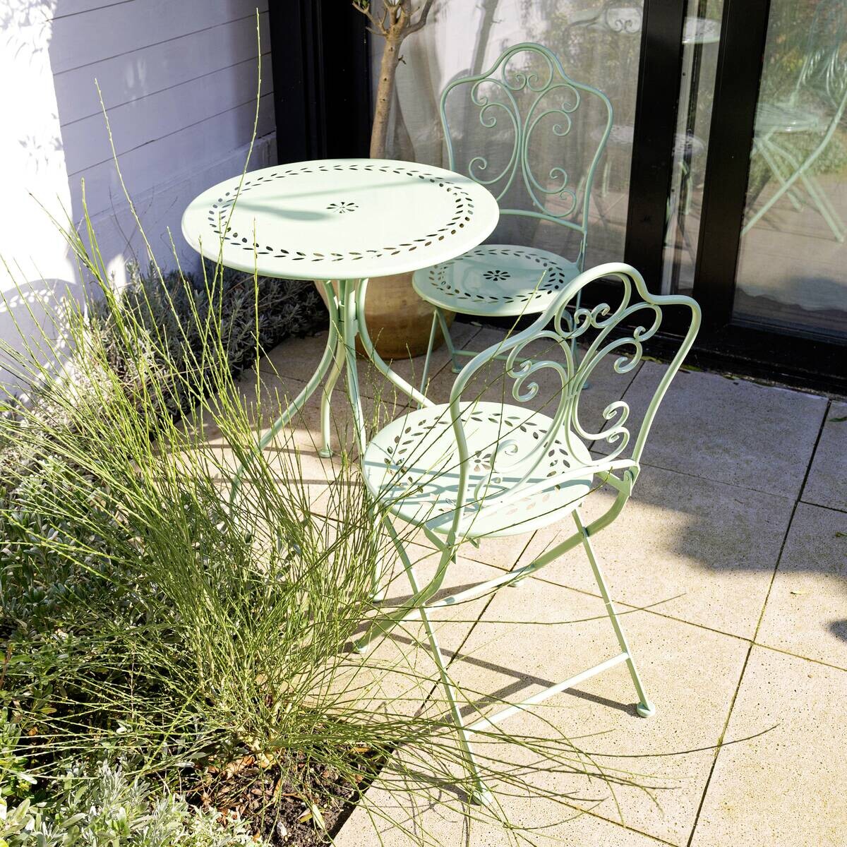 AXI Outdoor Living Bistroset Marilo grün Metall B/H/L: ca. 60x92x60 cm